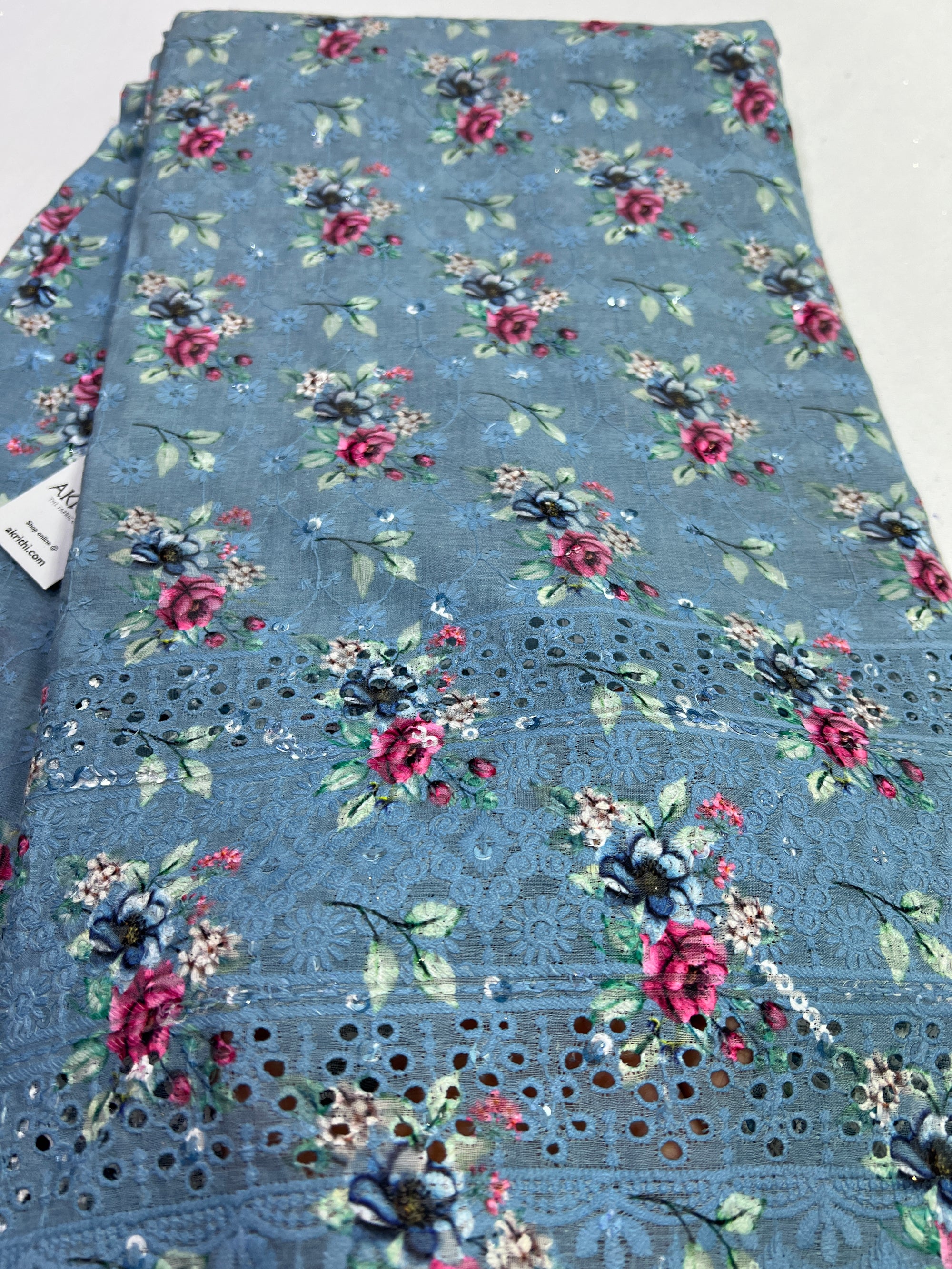 Hakoba printed Cotton schiffli fabric