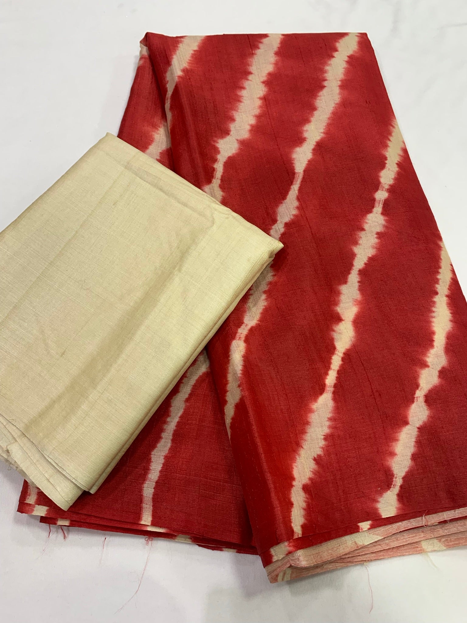 Tie and dye pure tussar silk saree