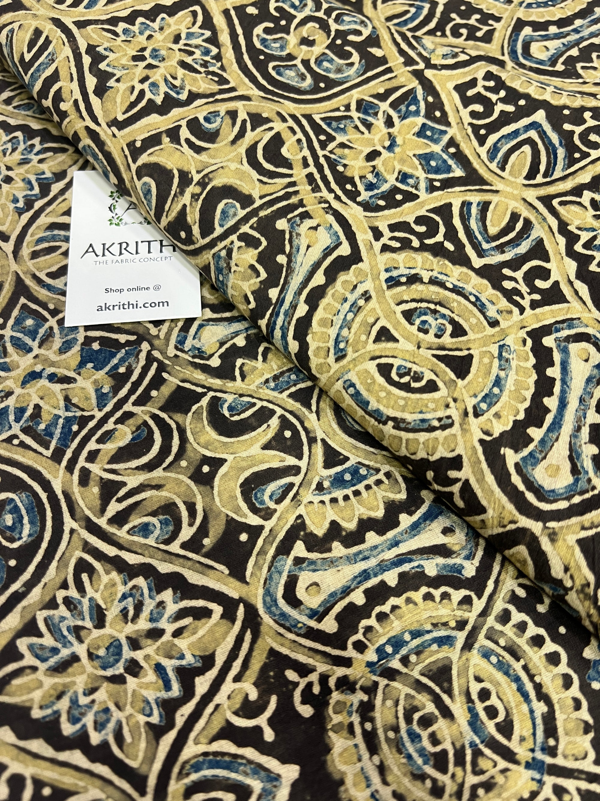Hand block Printed ajrakh pure cotton fabric