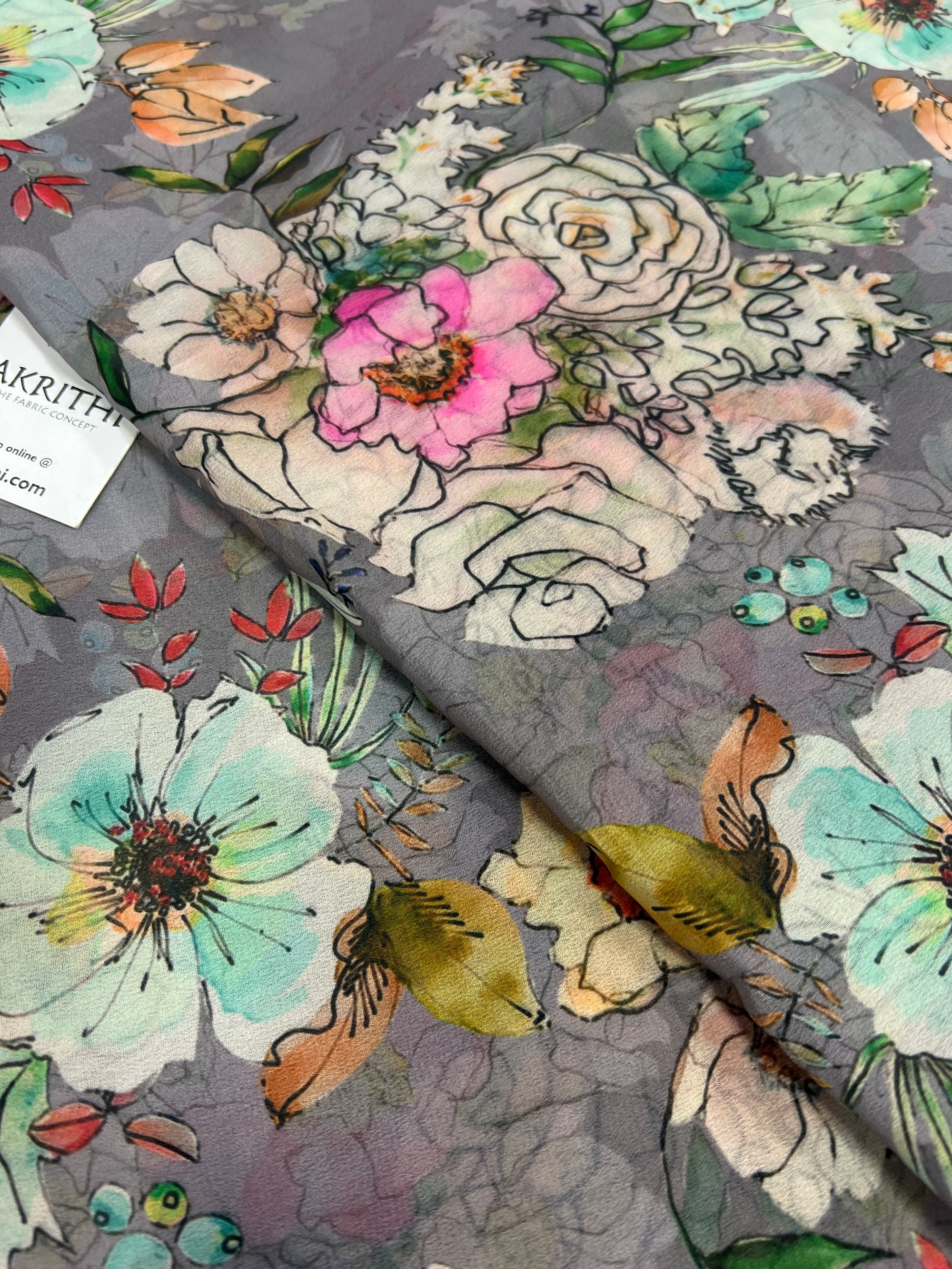 Digital floral printed georgette fabric