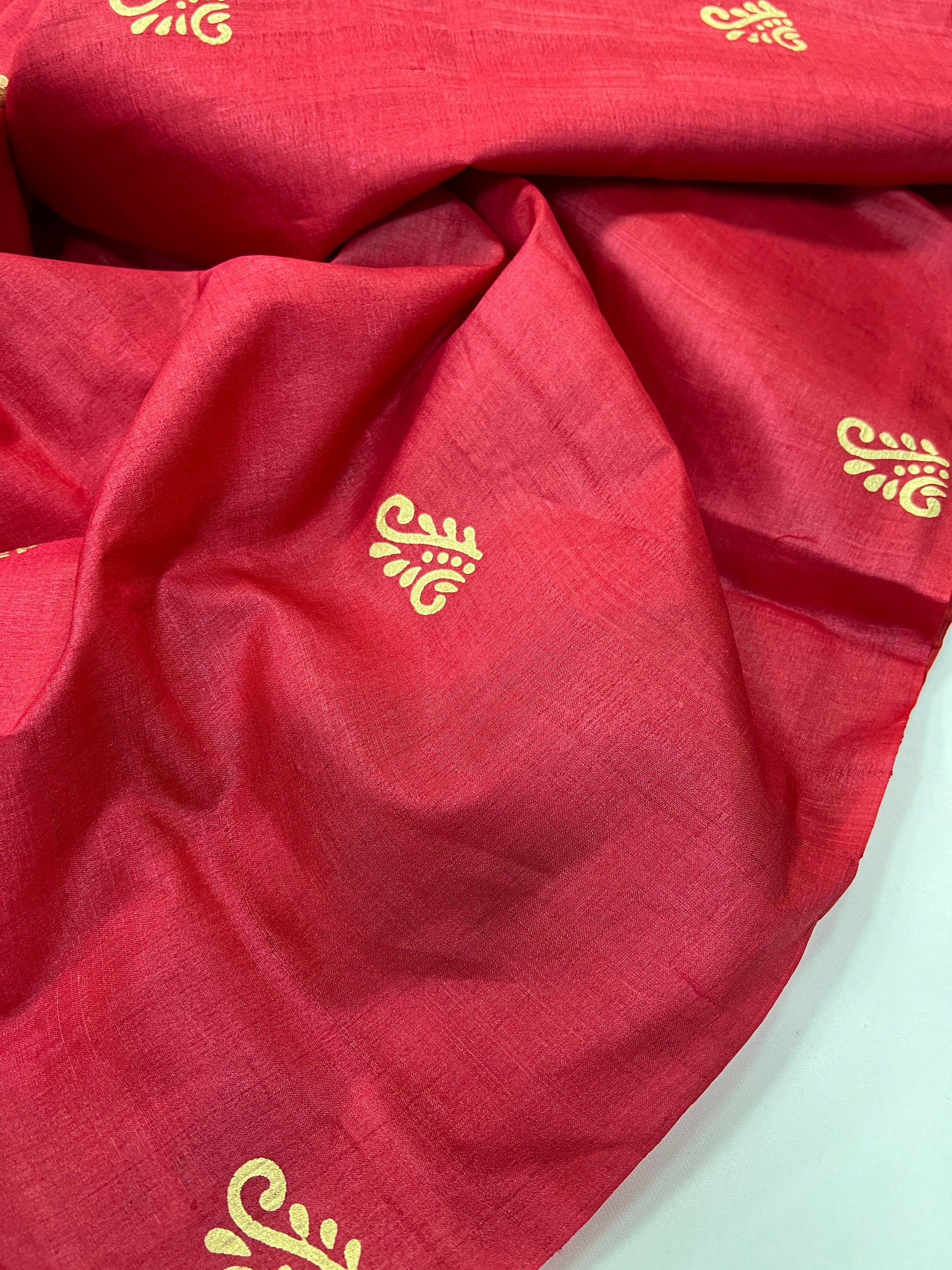Pure Tussar silk saree with block print