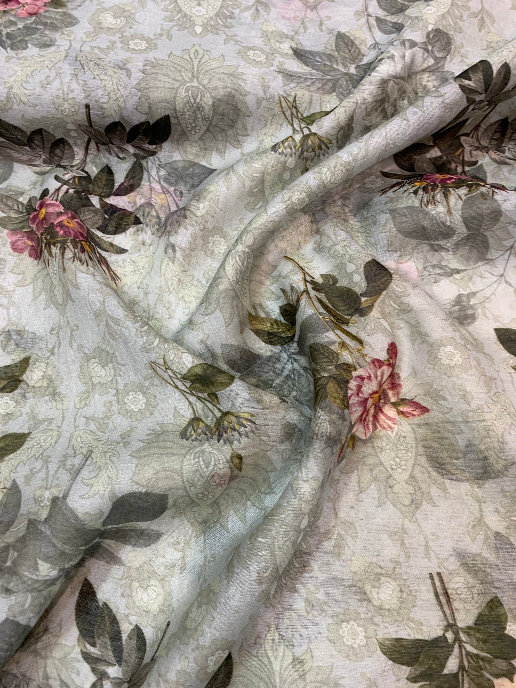 Floral Printed Pure silk cotton fabric