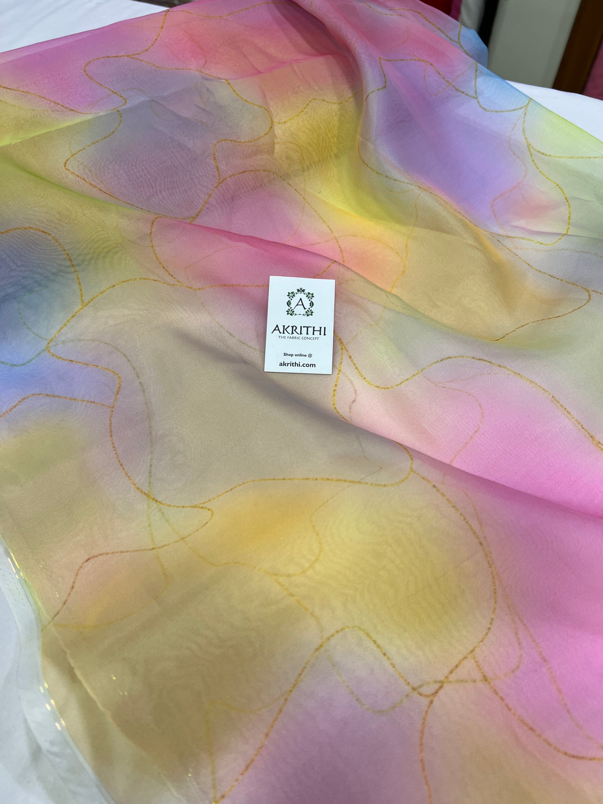 Digital floral Printed organza fabric