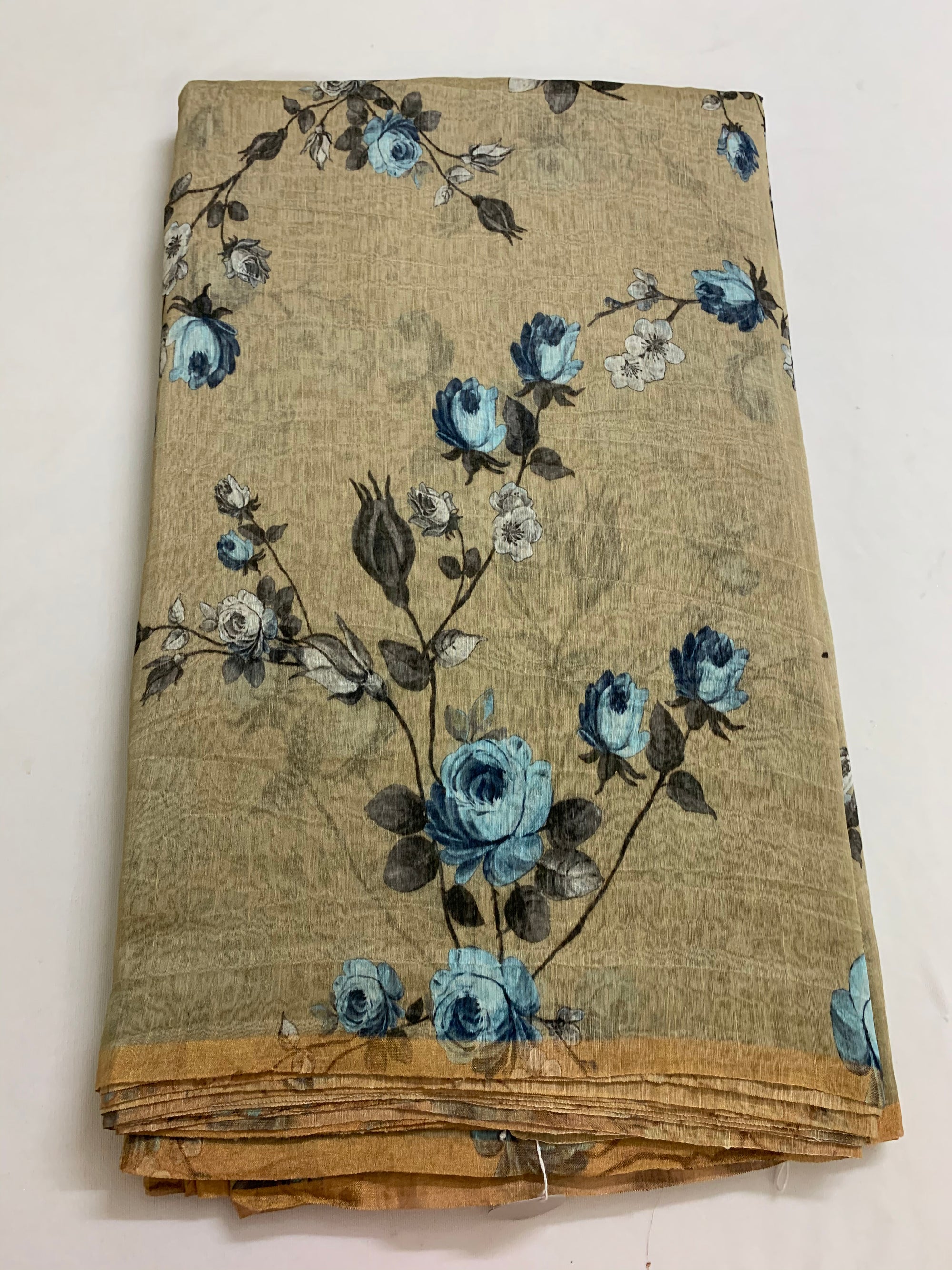 Handloom Printed pure linen silk fabric