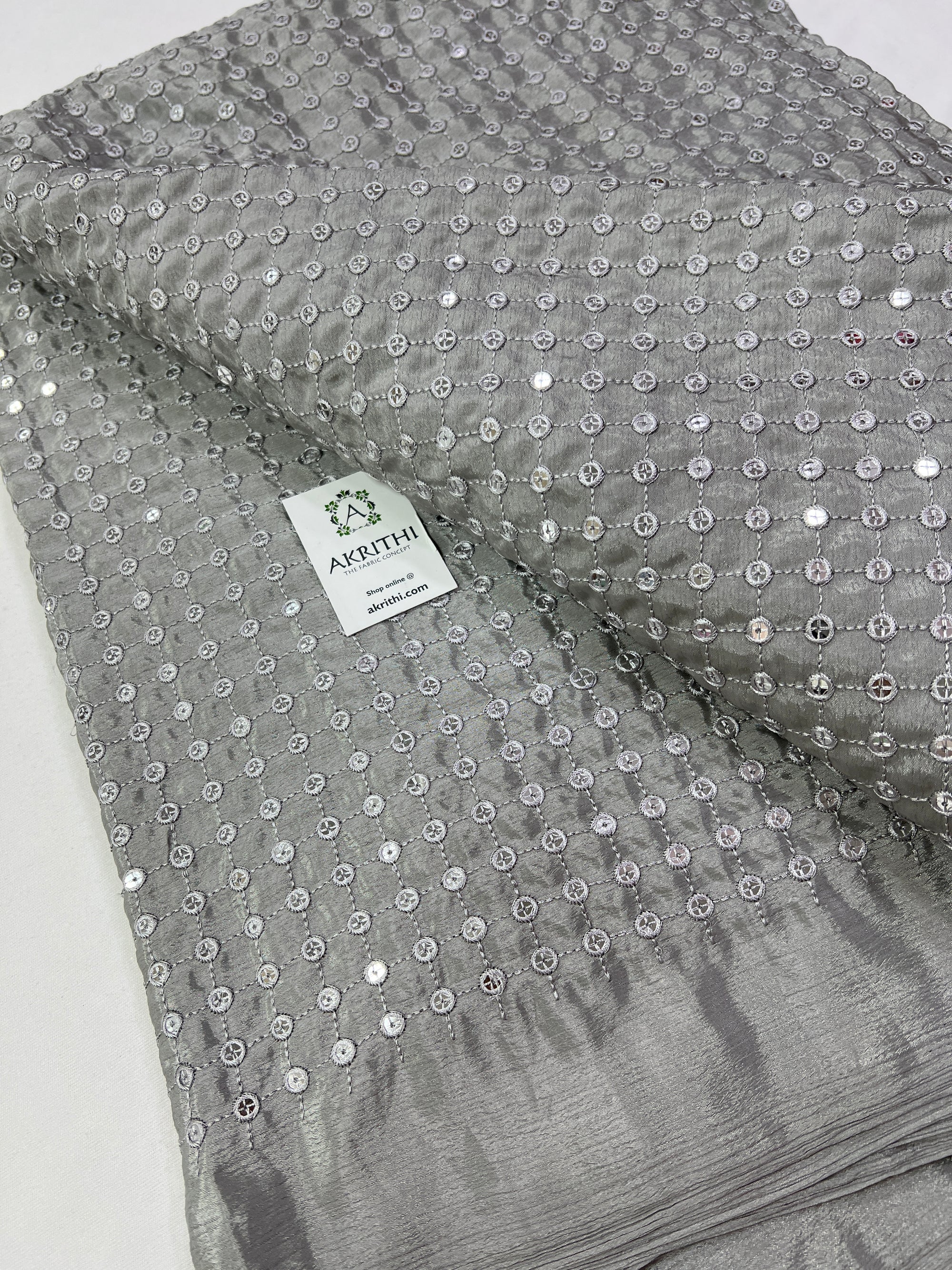 Embroidery on chinon fabric