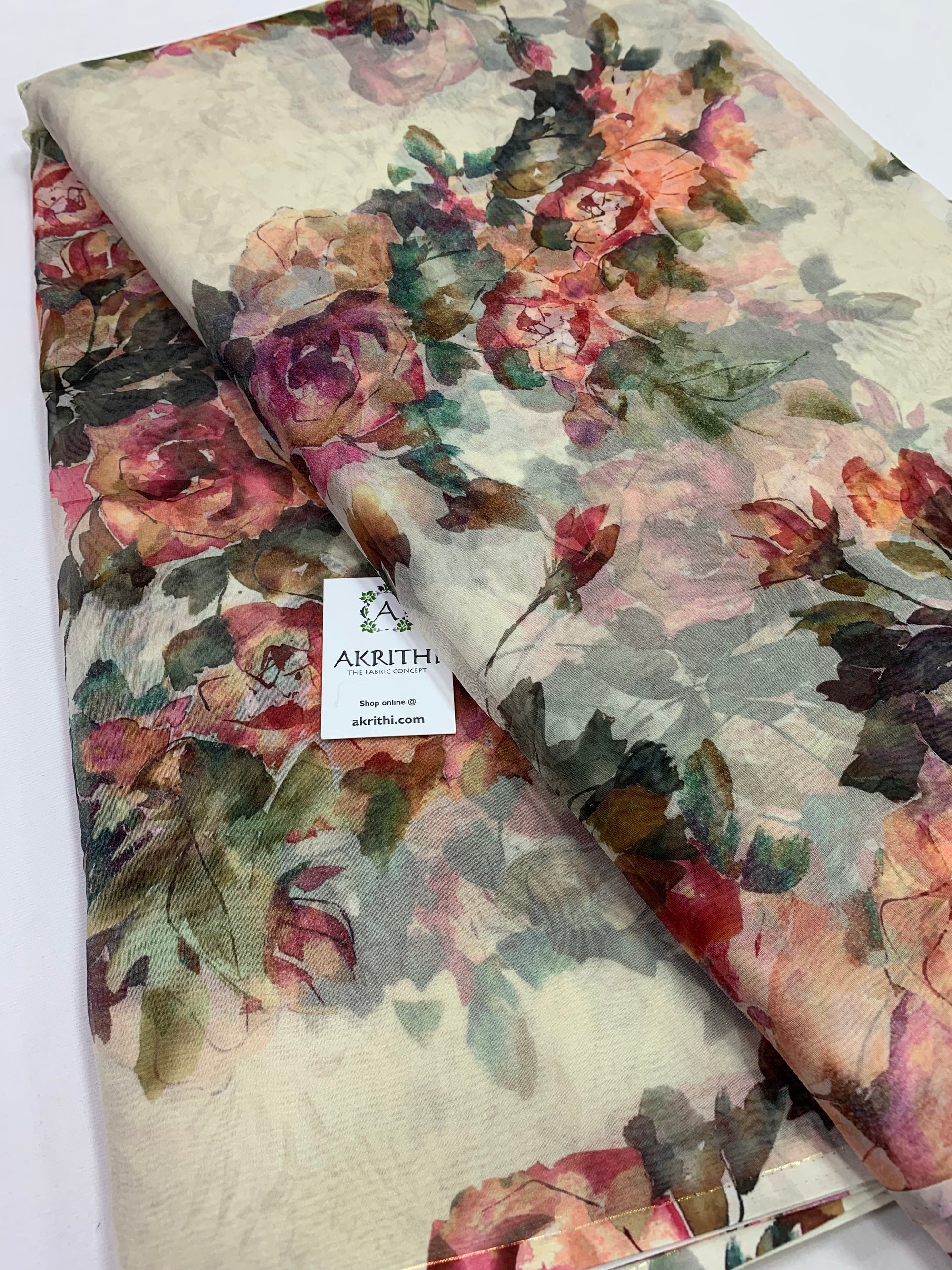 Digital floral Printed organza fabric
