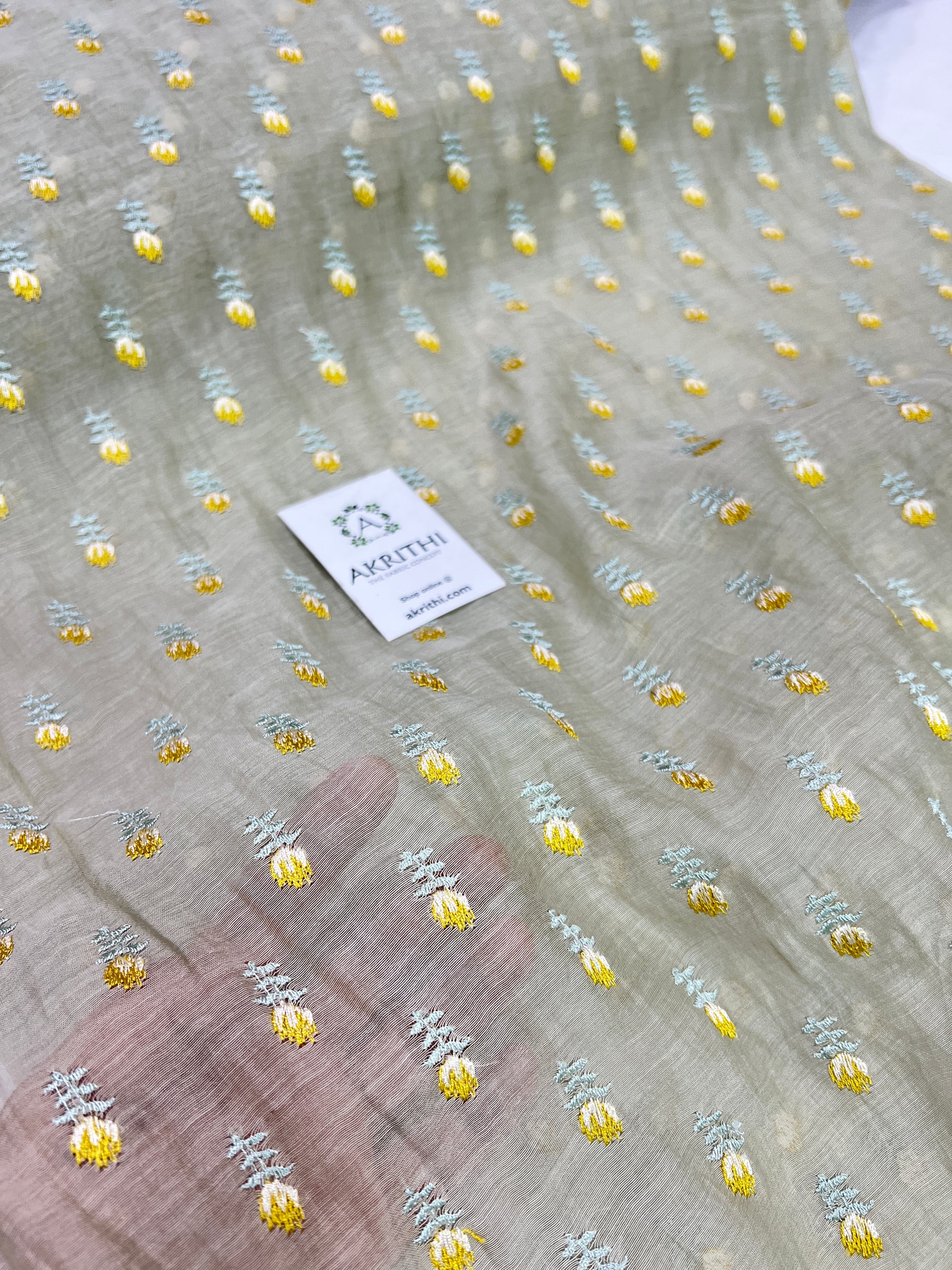 HANDLOOM MUL CHANDERI EMBROIDERED FABRIC