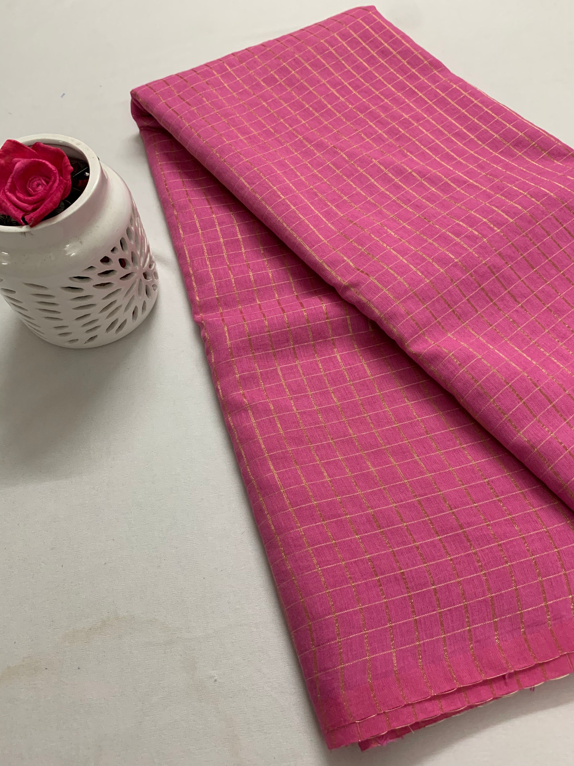 Silk cotton zari checks saree
