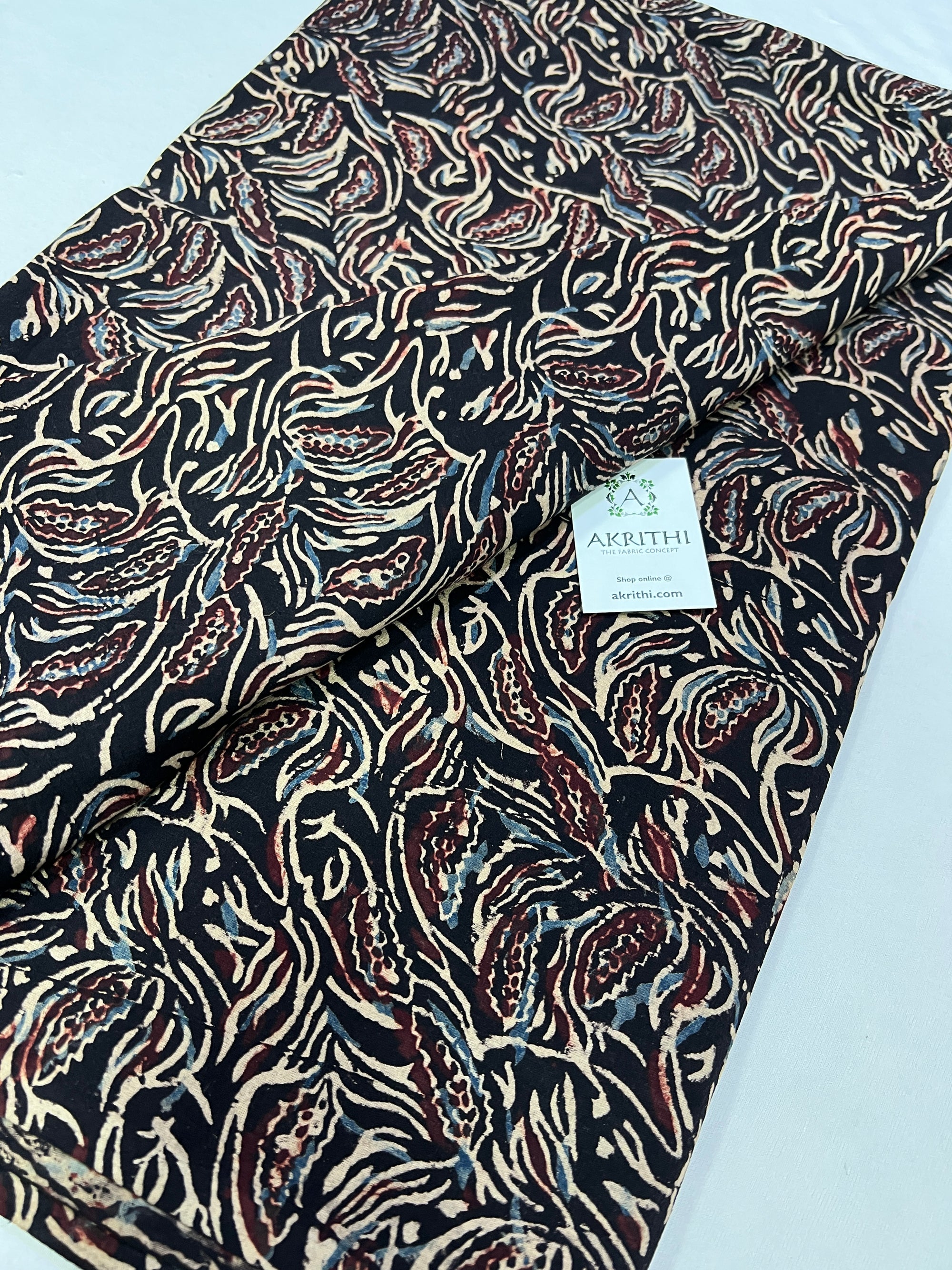 Hand block Printed ajrakh pure cotton fabric