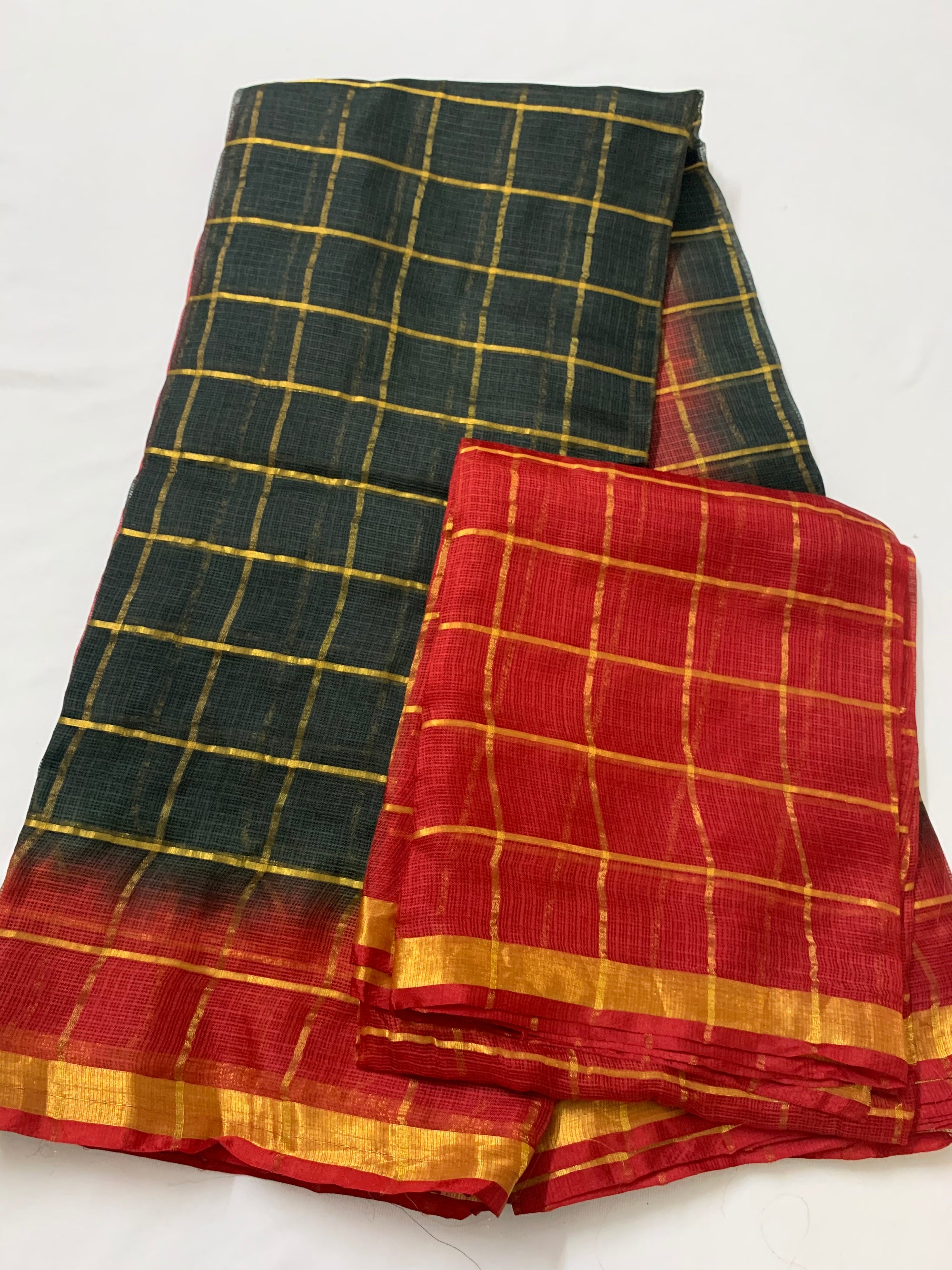 Pure kota silk saree with zari checks