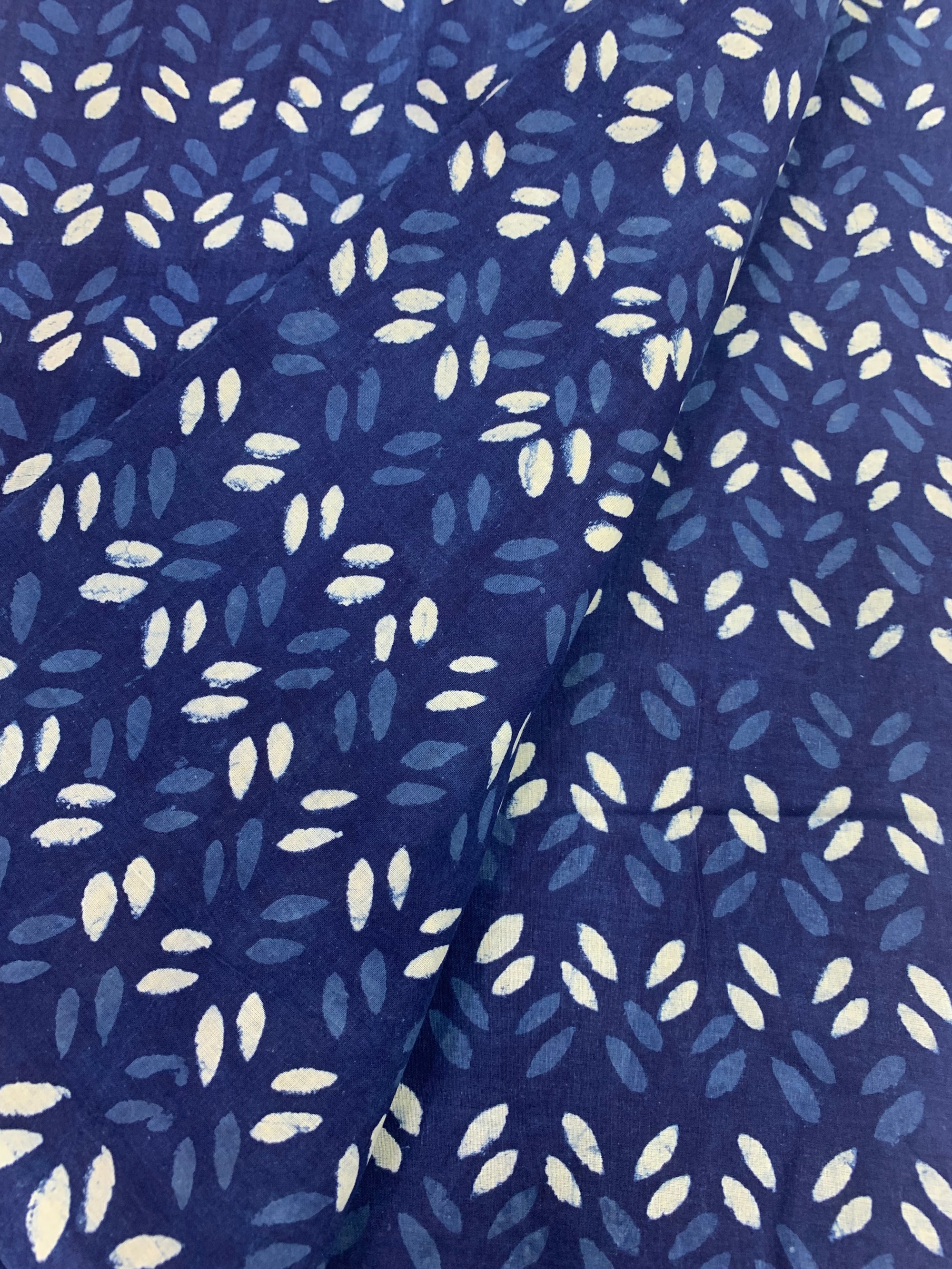 Indigo hand block pure cotton fabric 40 cms cut