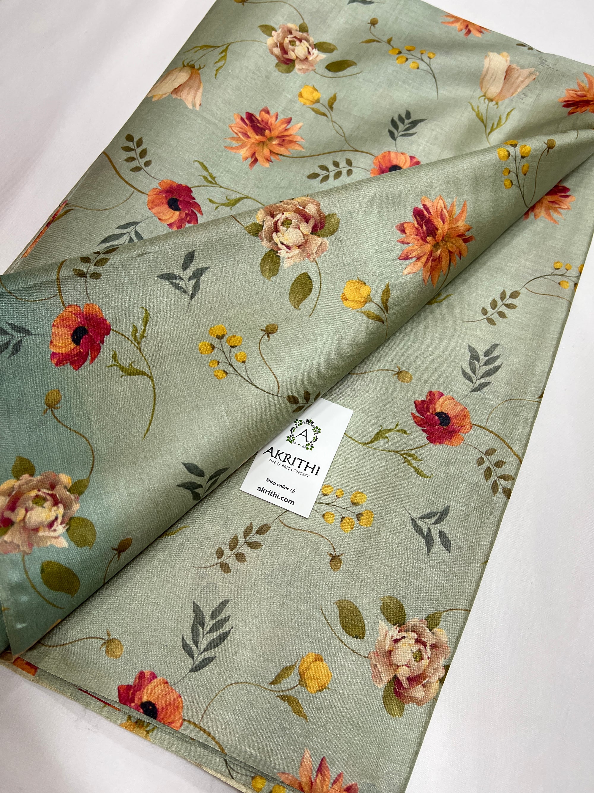 Digital Printed handloom pure tussar silk fabric