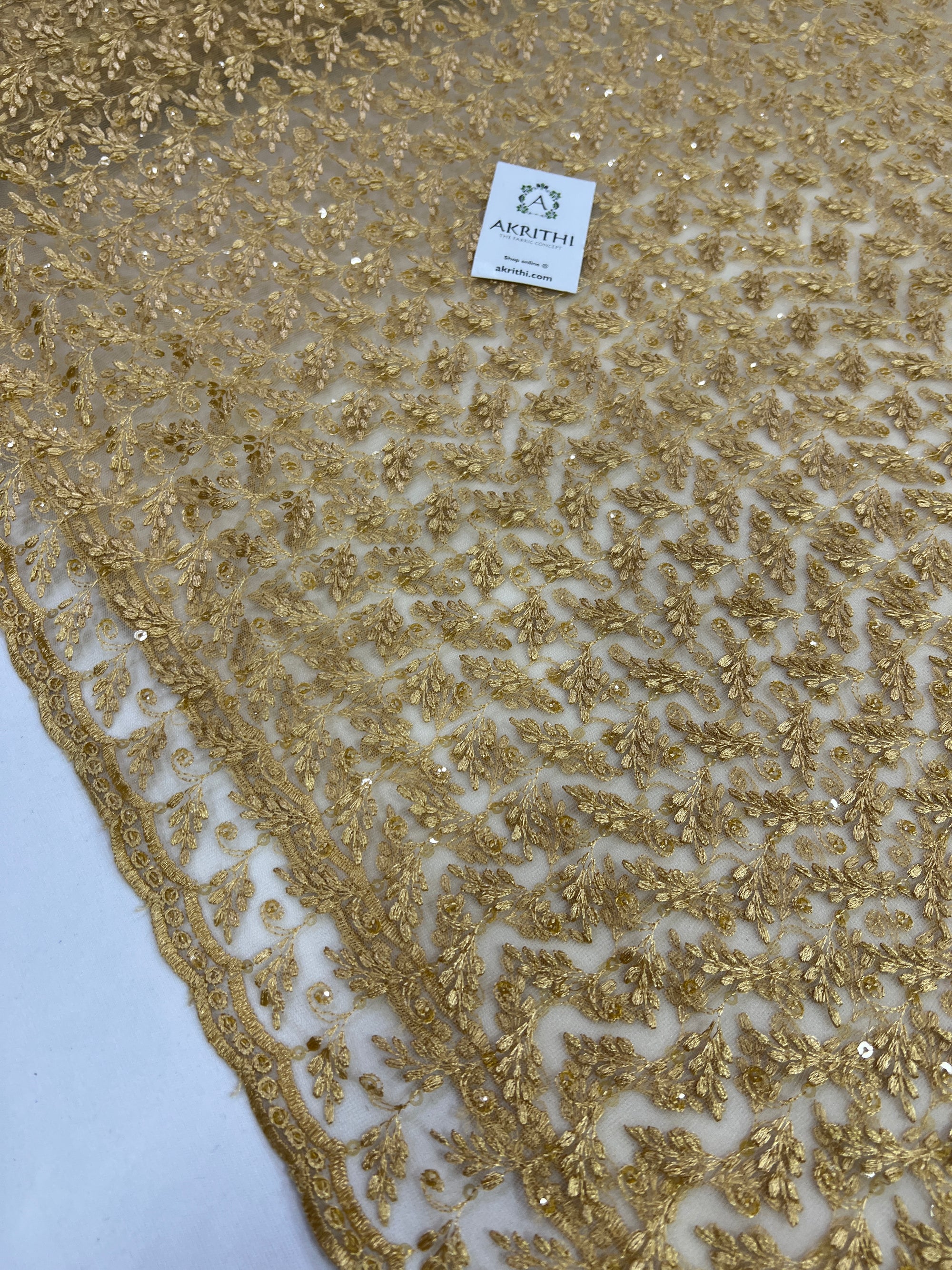 Embroidery on net fabric
