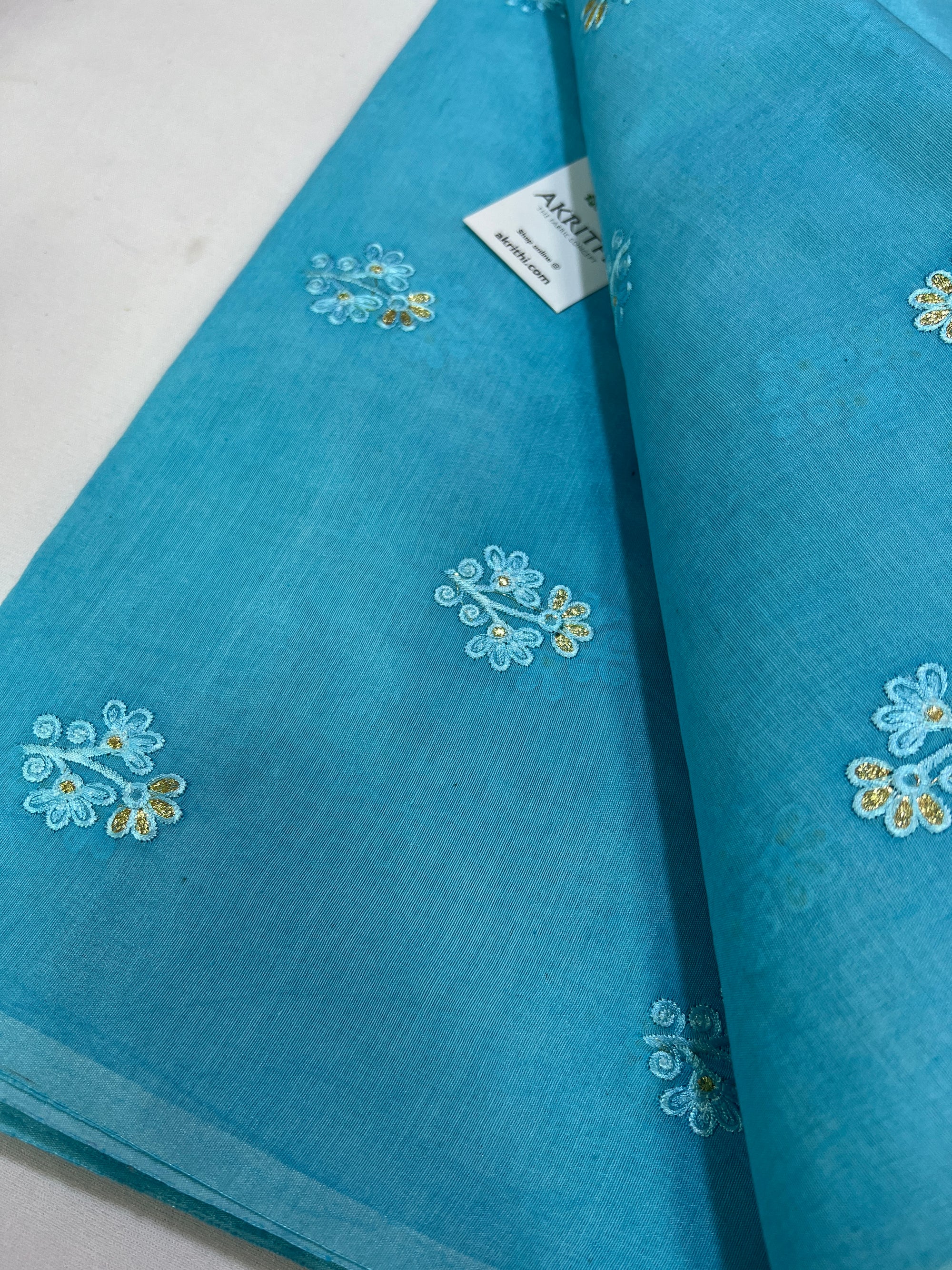 Chanderi embroidered fabric