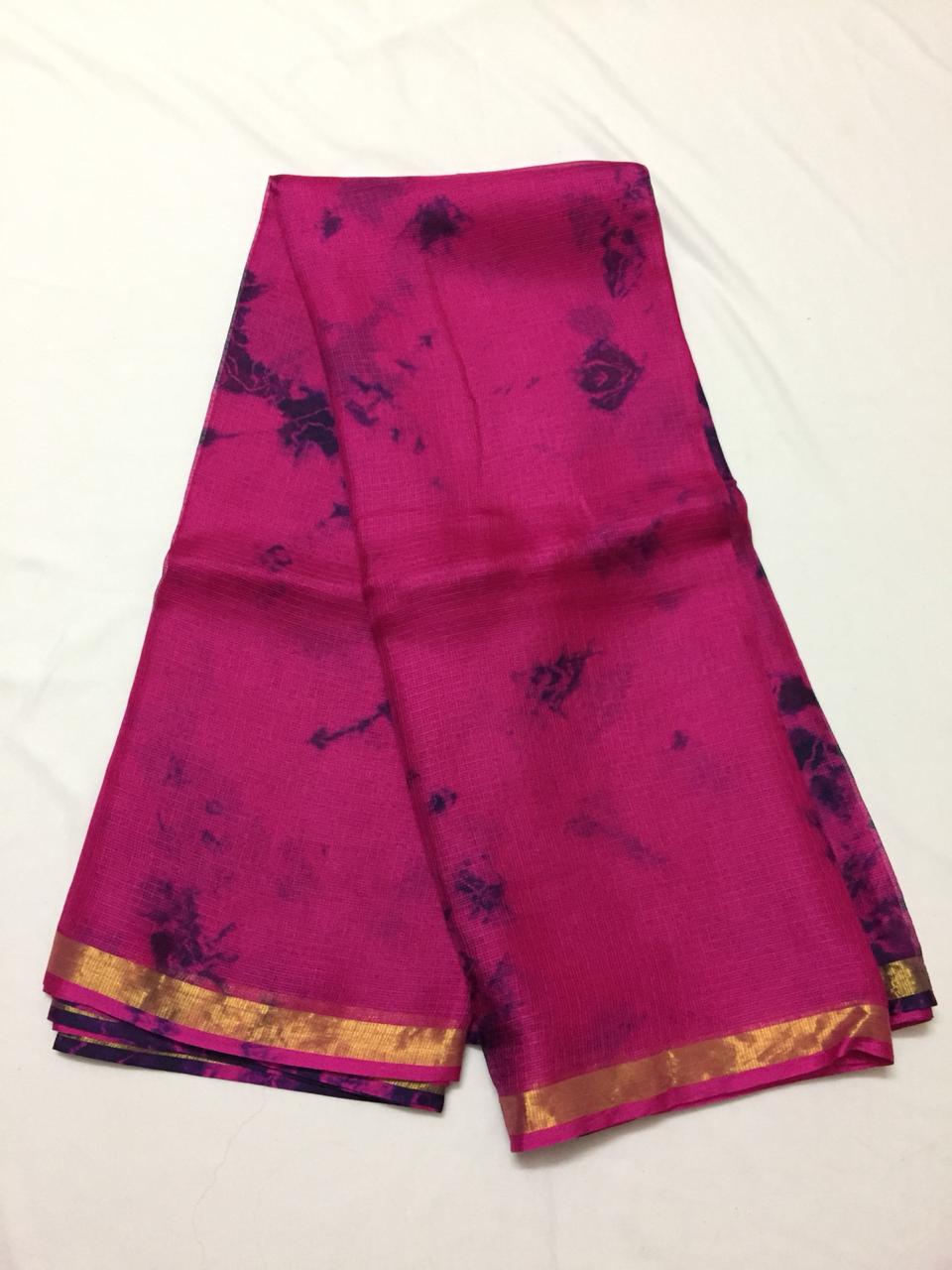 Tie and dye pure kota silk saree