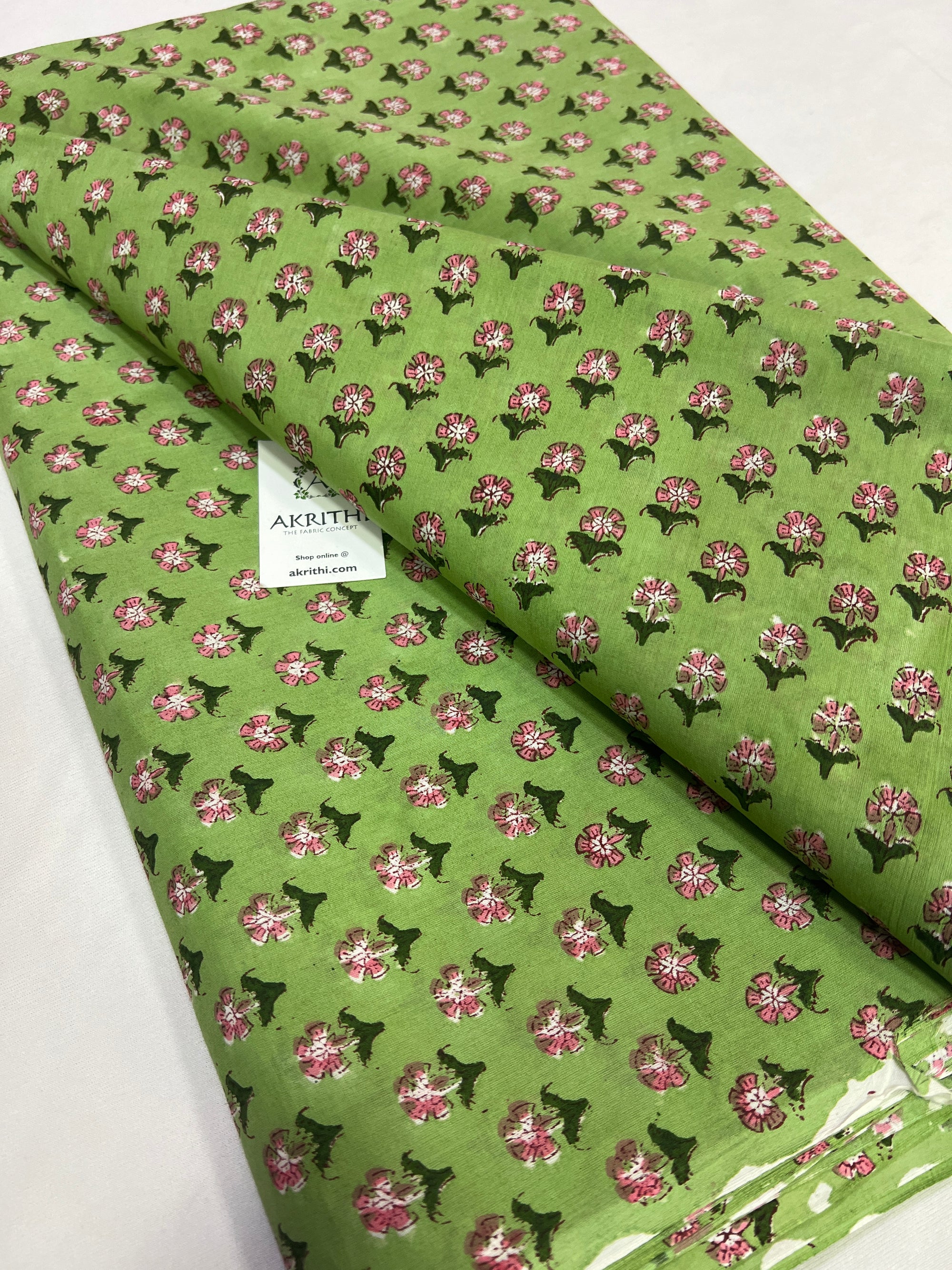 Hand block Printed pure mul cotton fabric