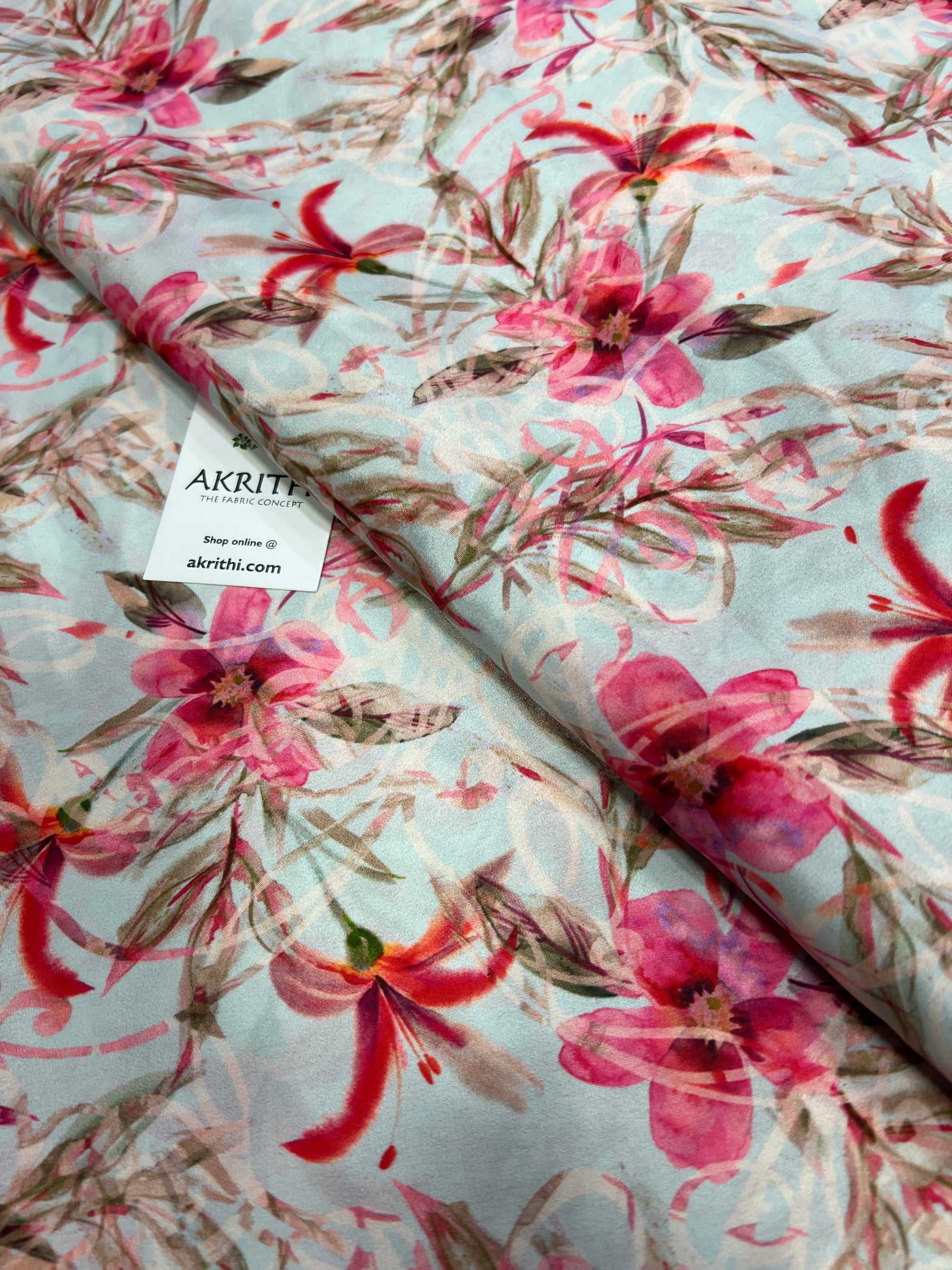 Digital floral printed crepe fabric