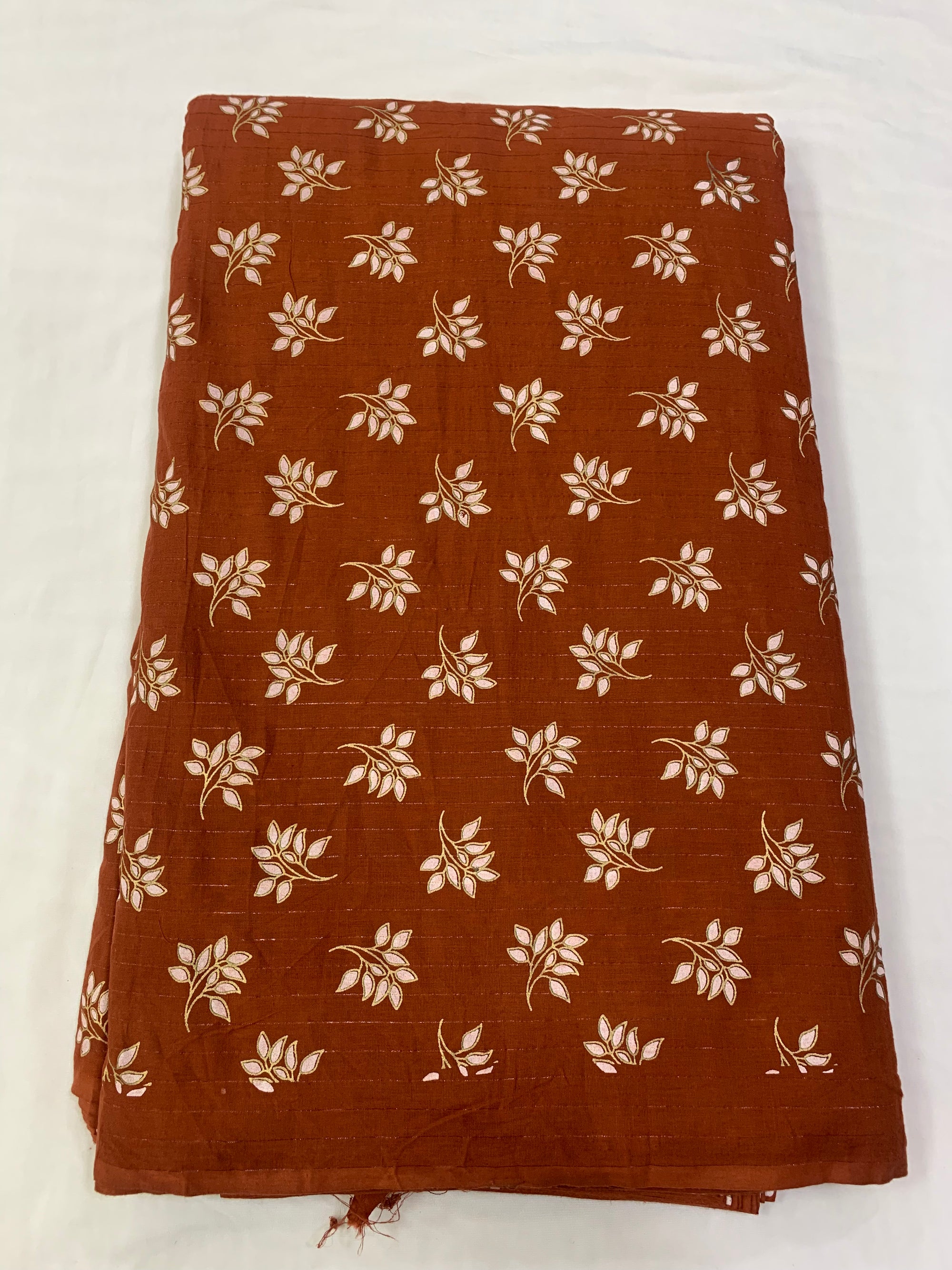 Printed pure cotton with golden zari fabric