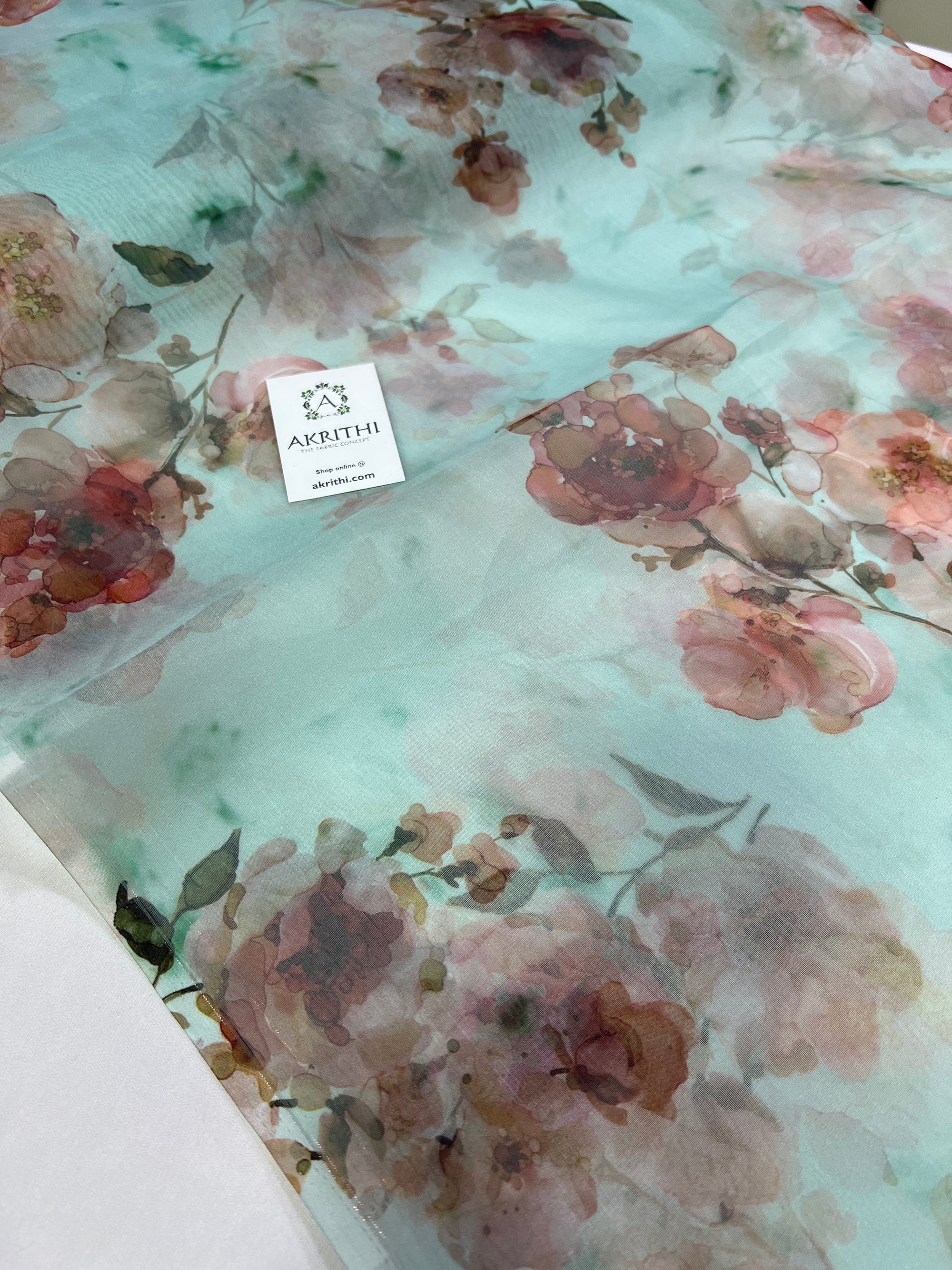 Digital floral Printed organza fabric