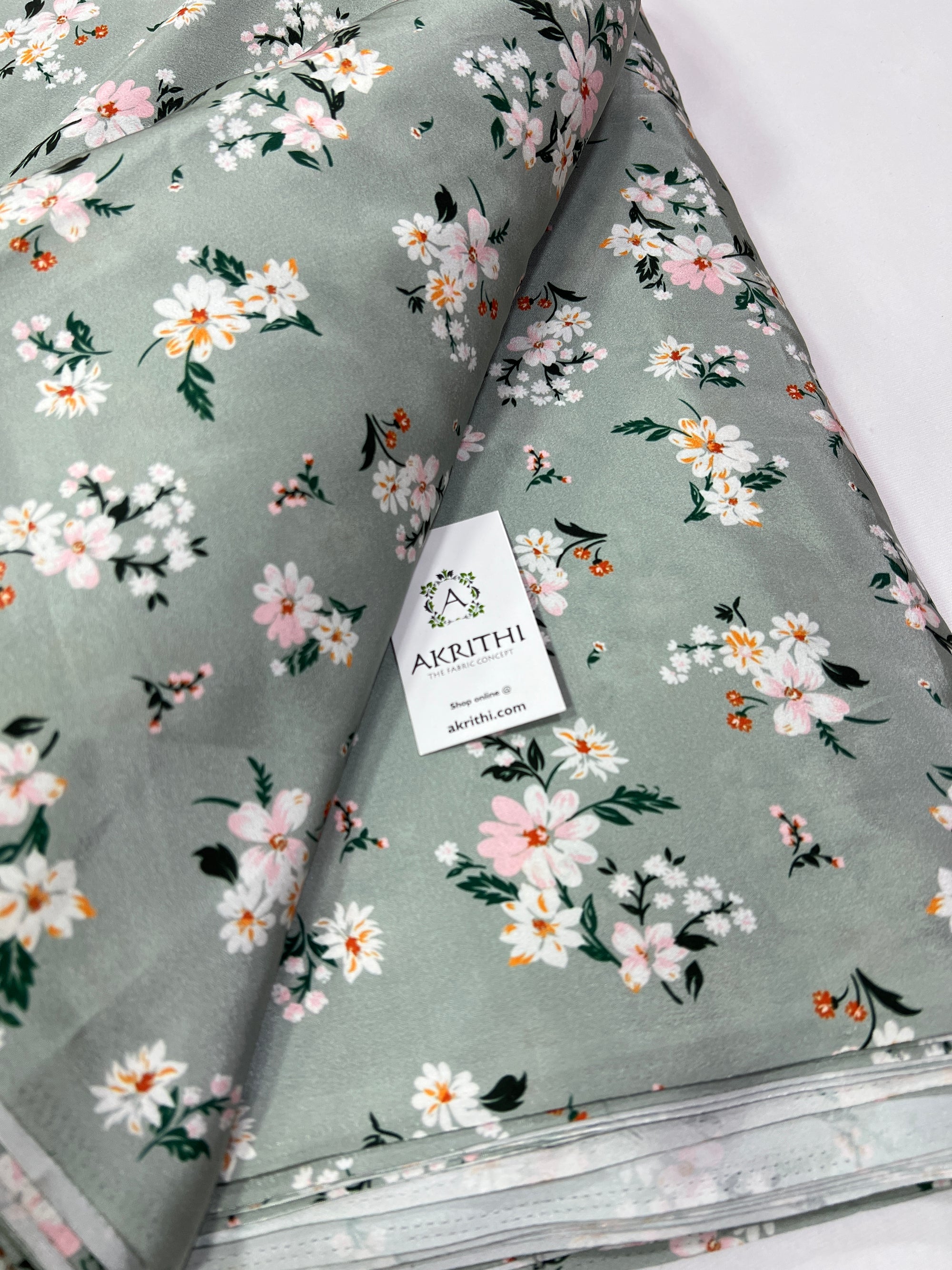 Digital floral printed crepe fabric