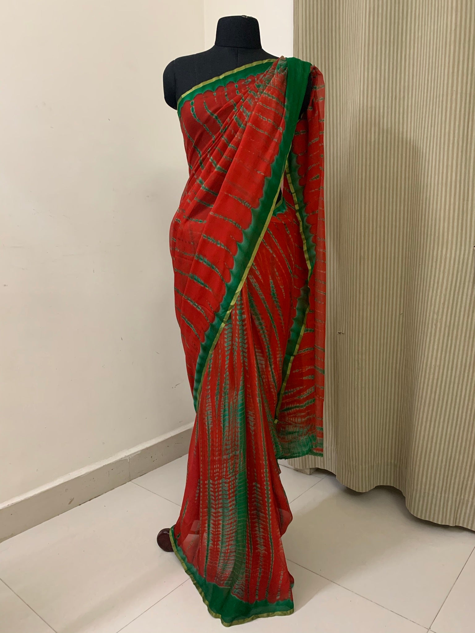 PURE CHIFFON SHIBORI TIE AND DYE SAREE