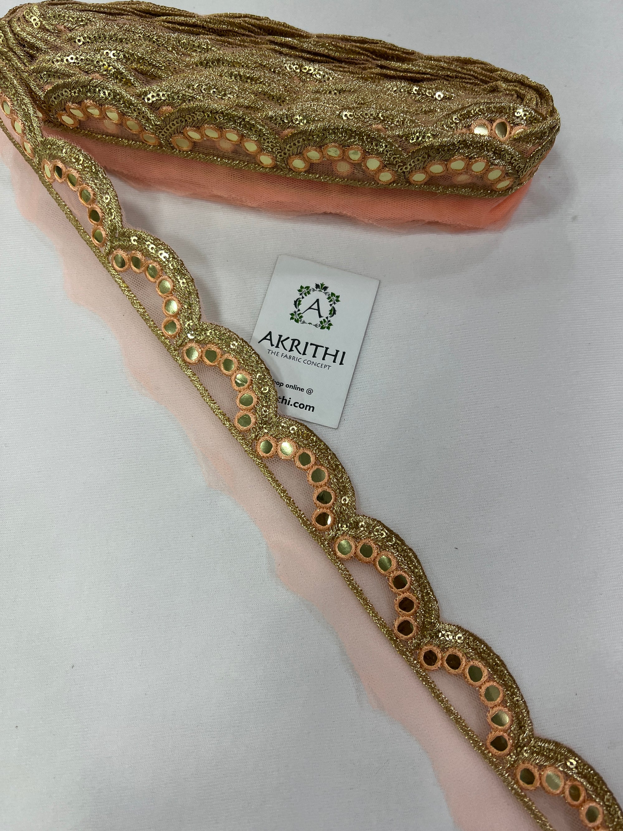 Embroidered mirror lace 9 metres roll