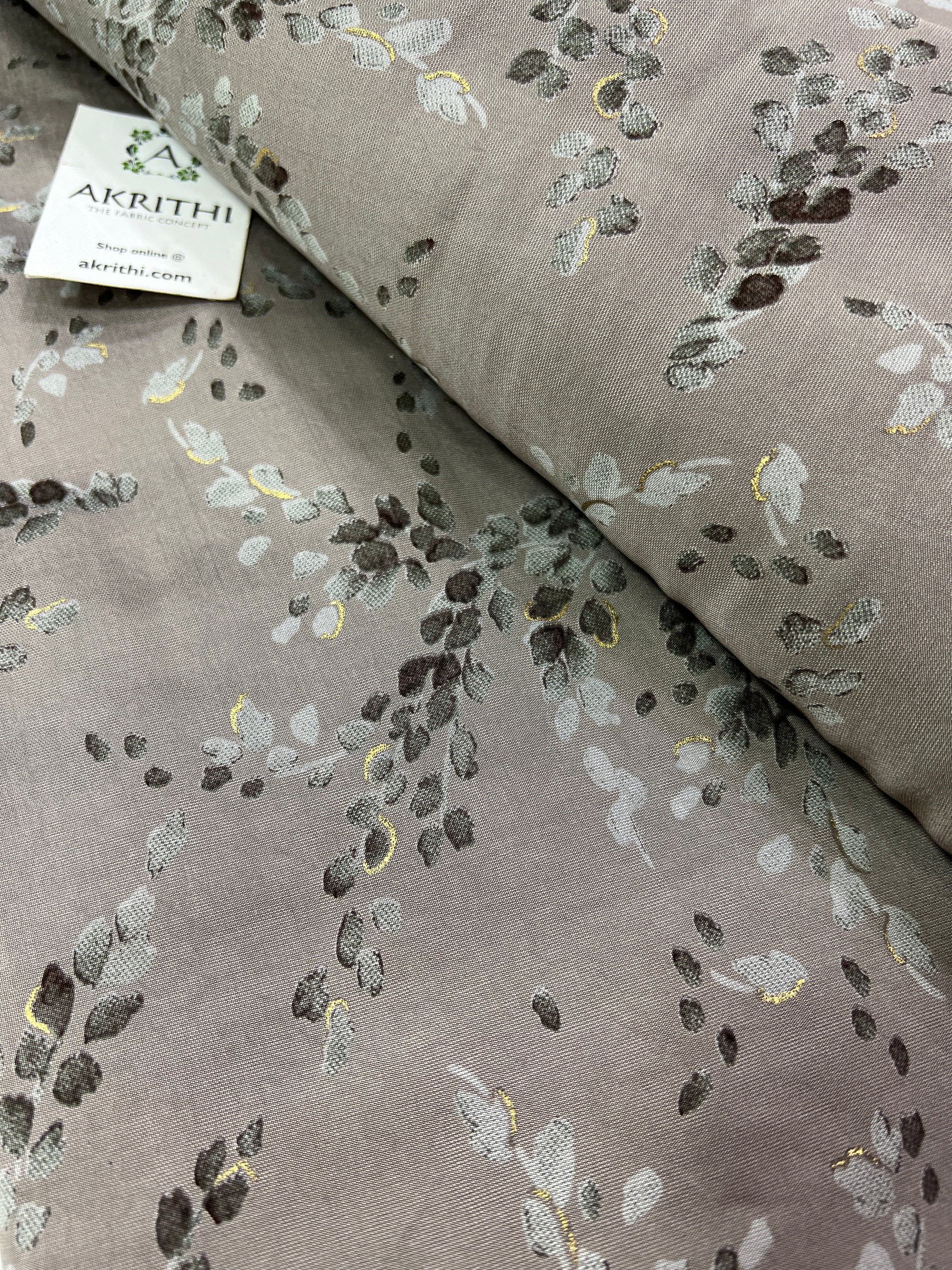 Digital printed silk fabric with foil