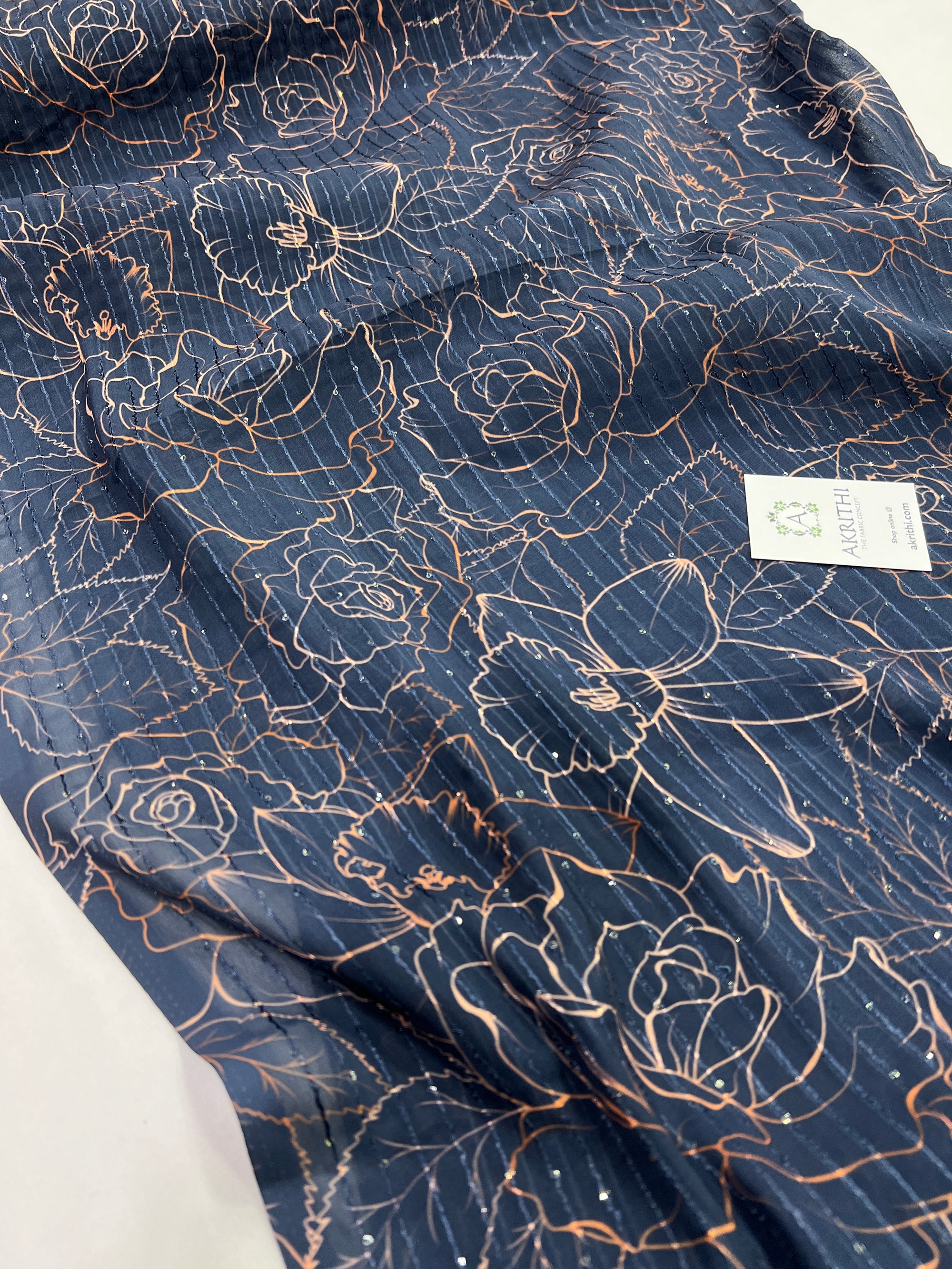 Digital printed georgette fabric with sequins work