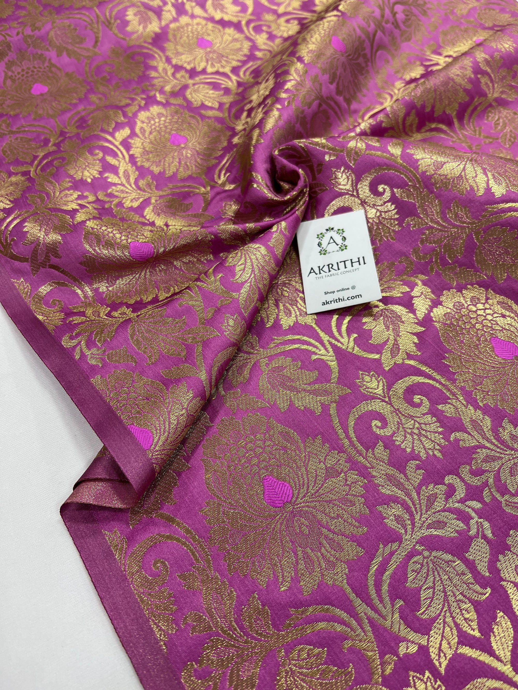 Banarasi brocade fabric onion pink