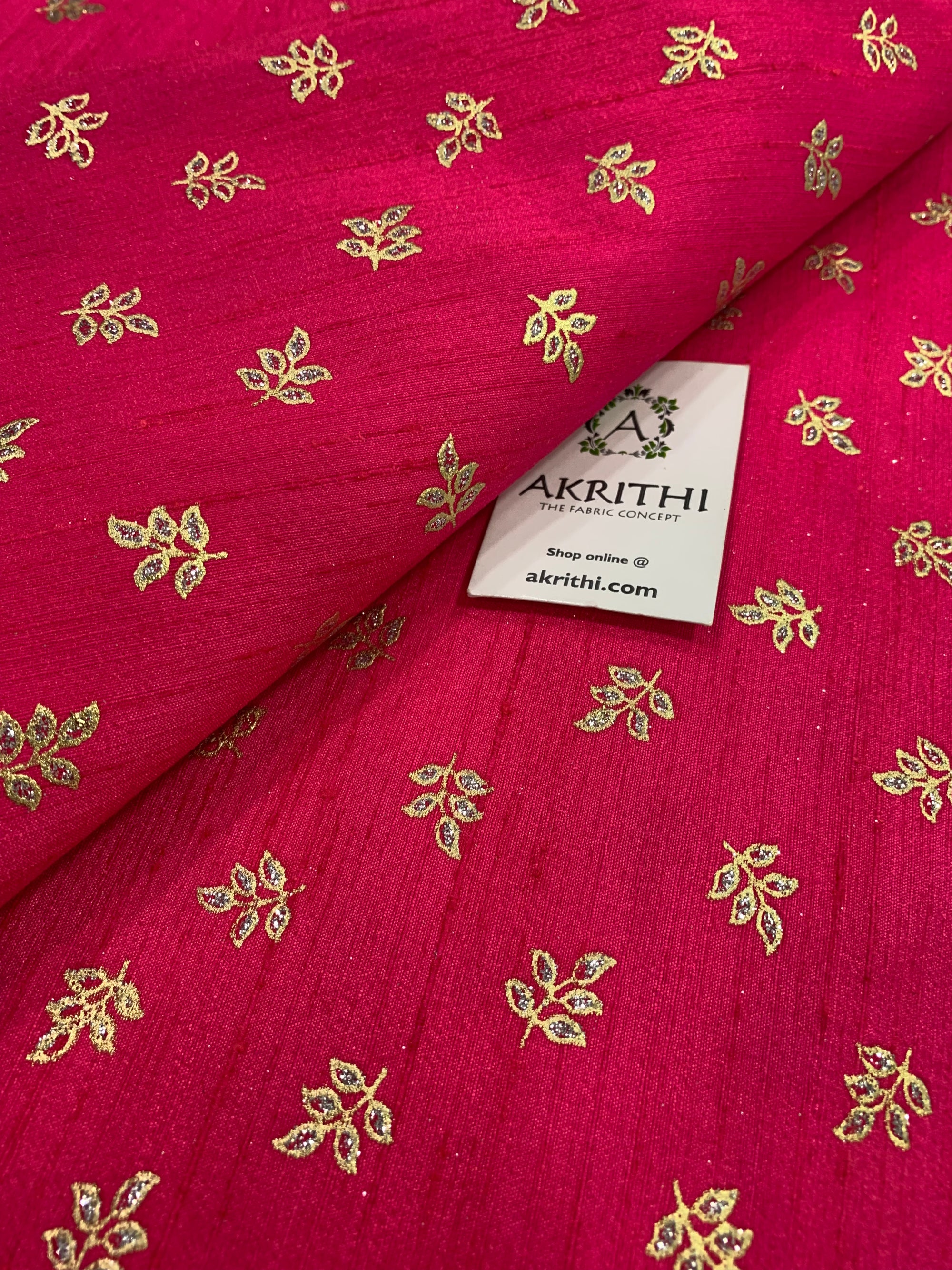 Foil printed raw silk fabric