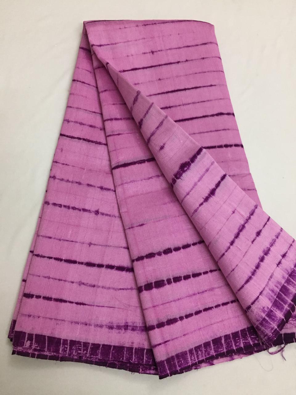 Shibori tie and dye pure raw silk fabric