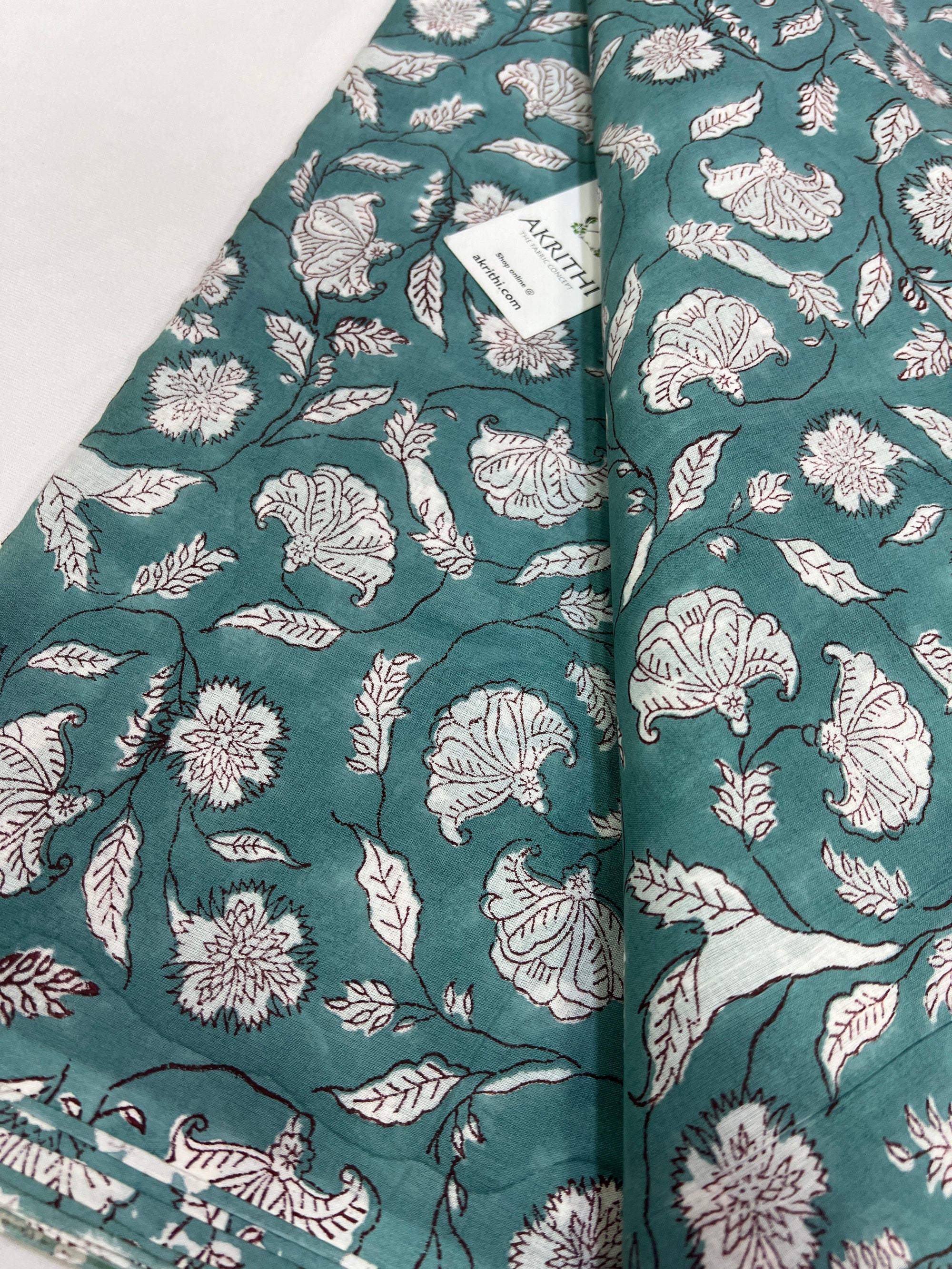 Hand block Printed pure mul cotton fabric