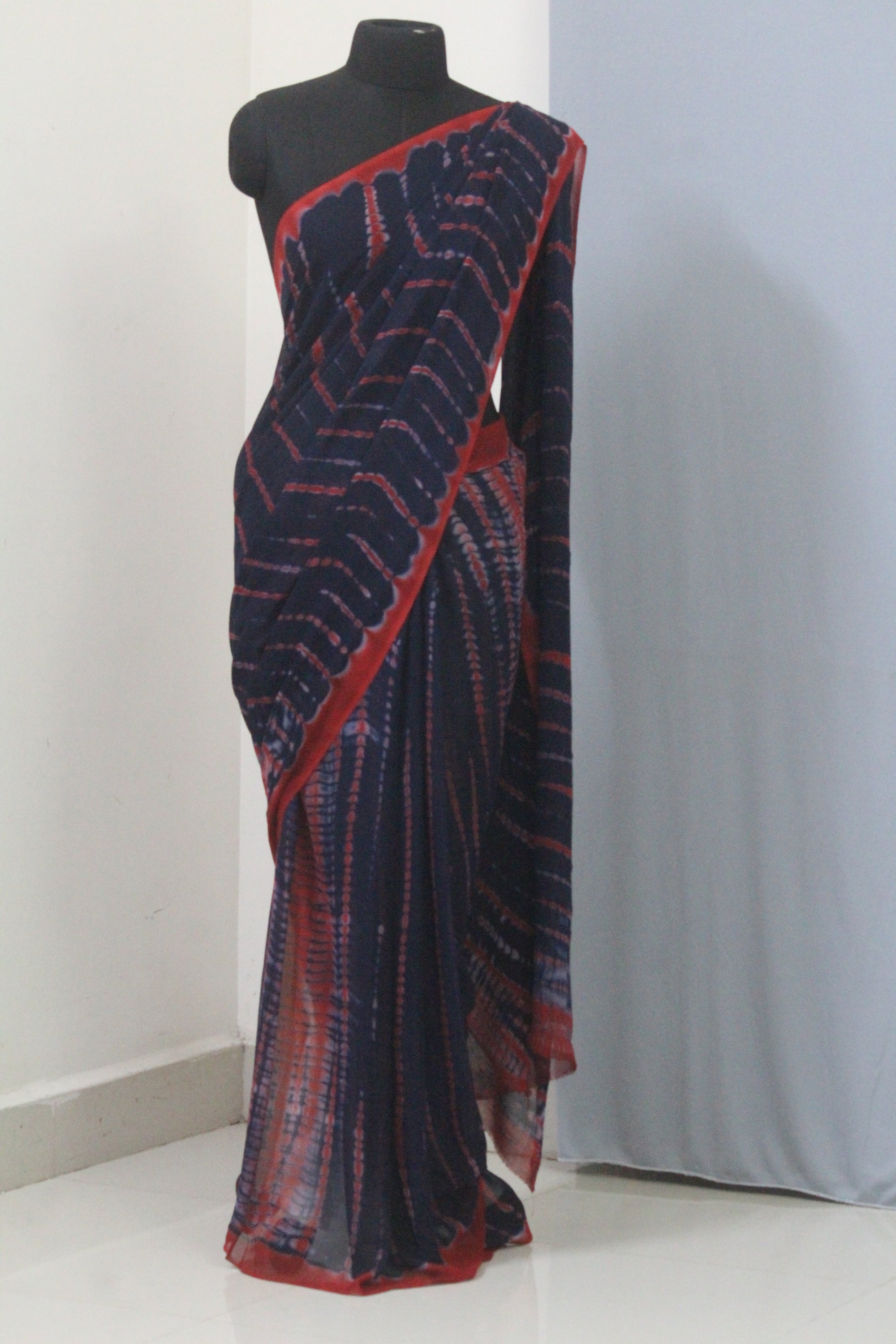 Shibori tie and dye georgette saree
