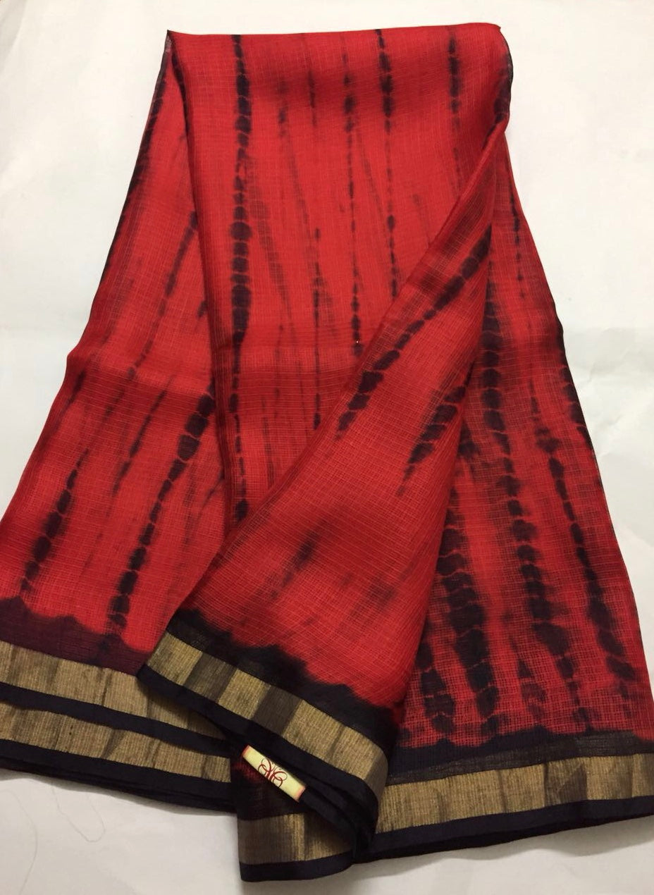 Tie and dye pure kota silk saree