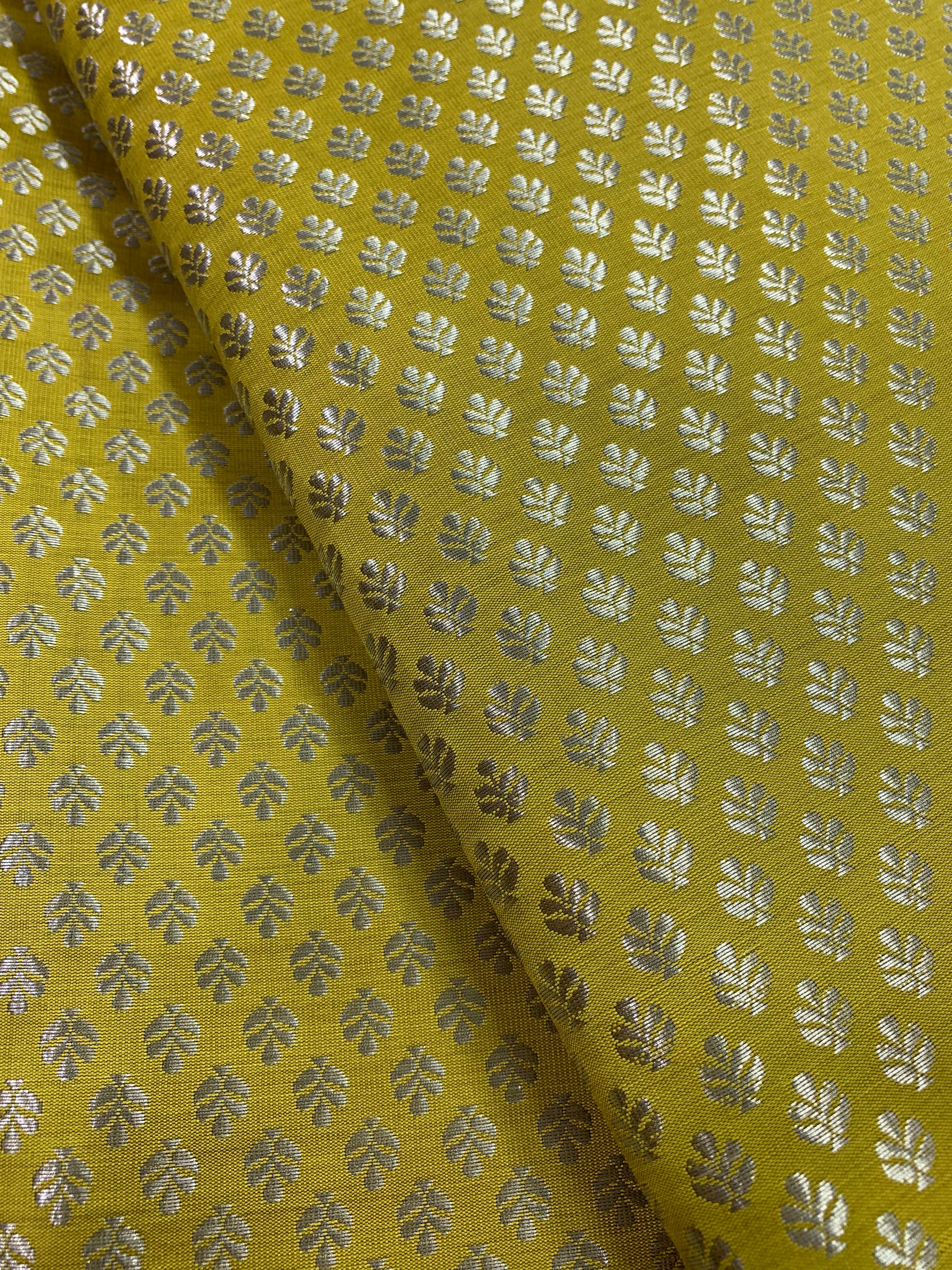 Banarasi brocade fabric with silver zari