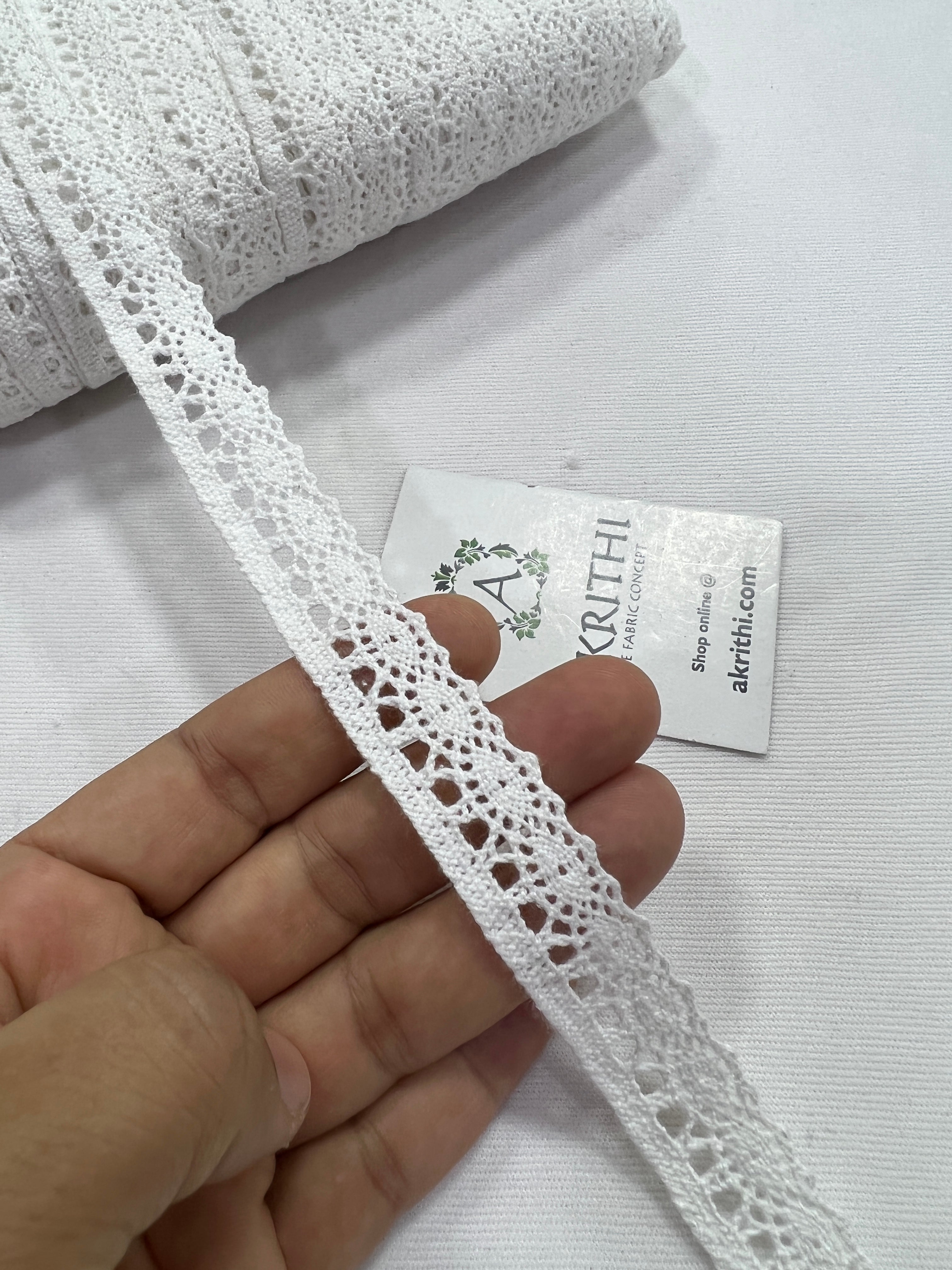 White Cotton Crocia Lace and Border Material for Suits, Saree