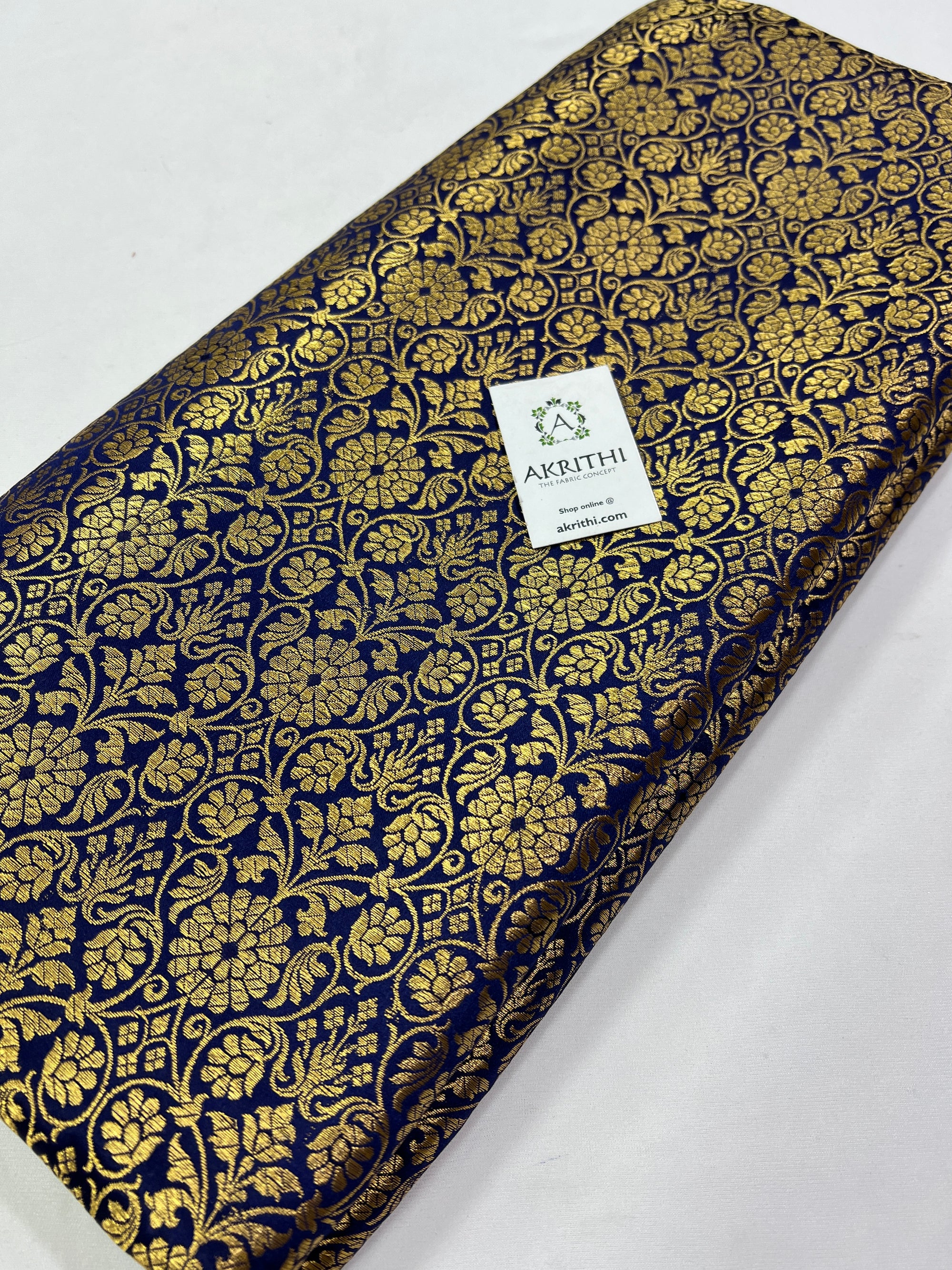 Banarasi brocade fabric blue
