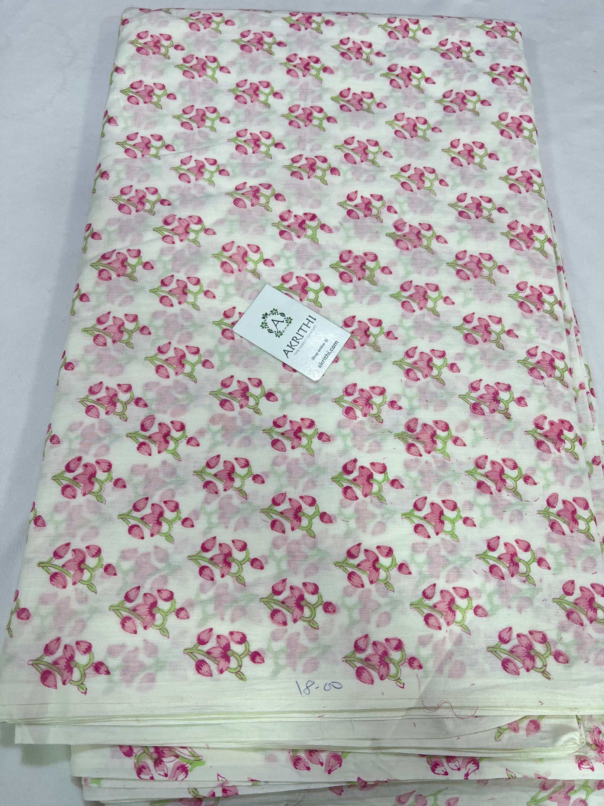 Hand block Printed pure mul cotton fabric