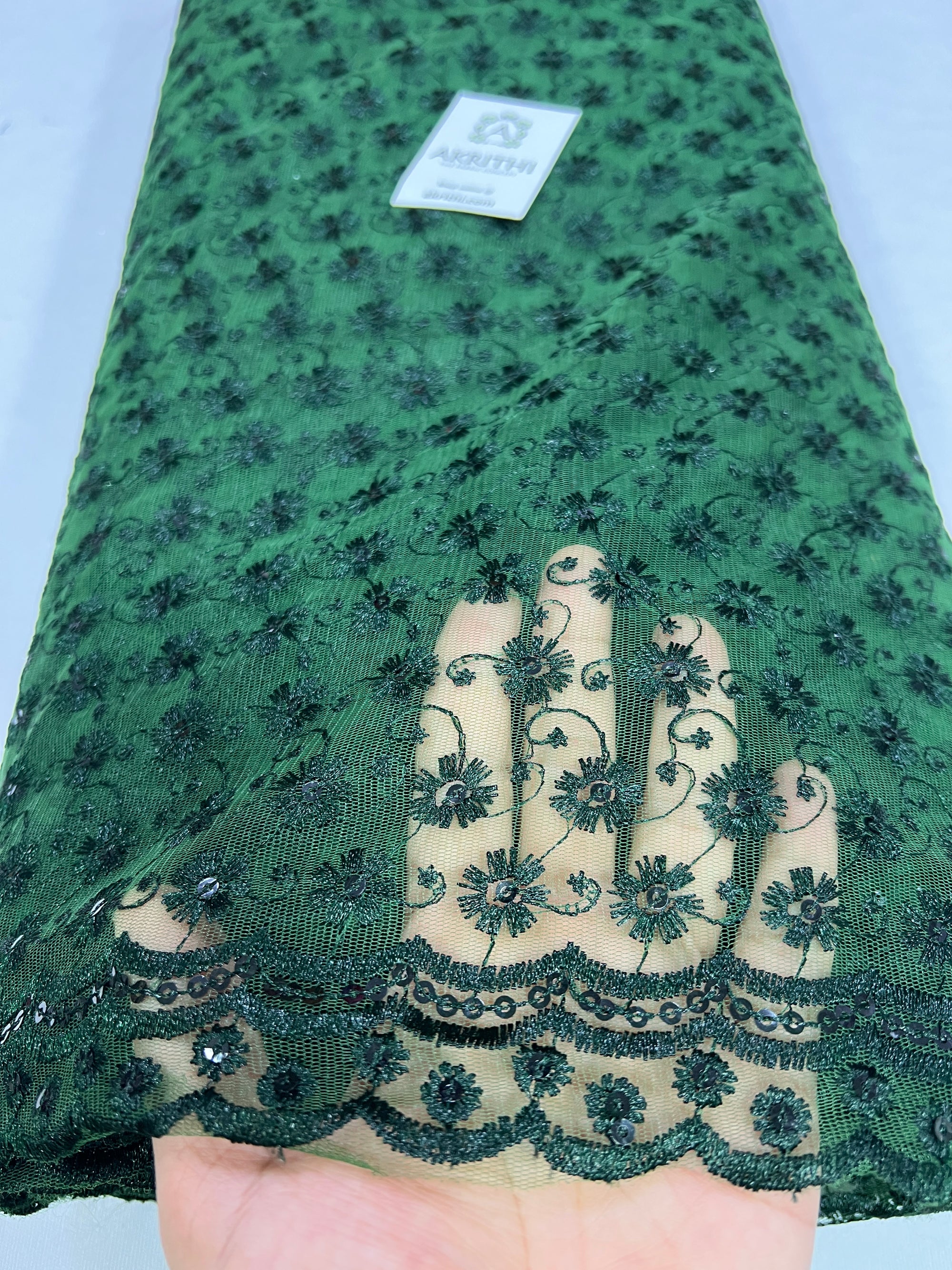 Embroidery on net fabric