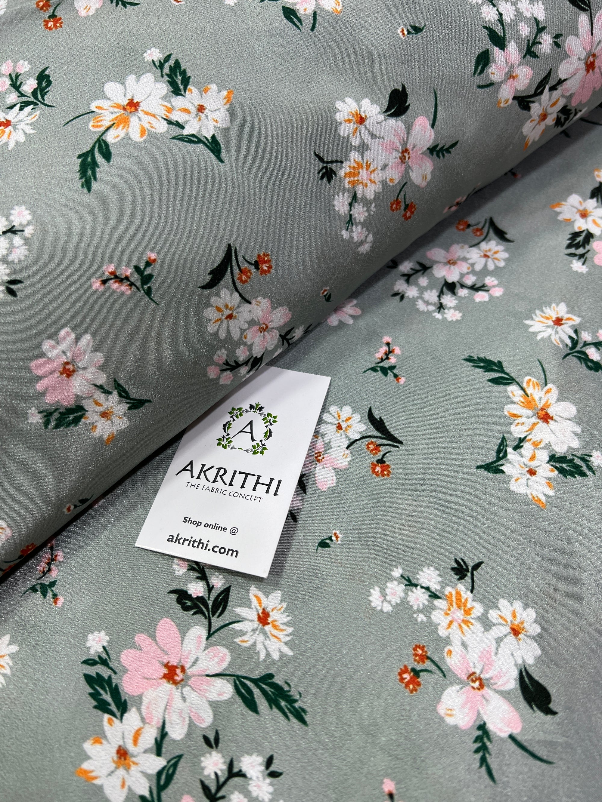 Digital floral printed crepe fabric