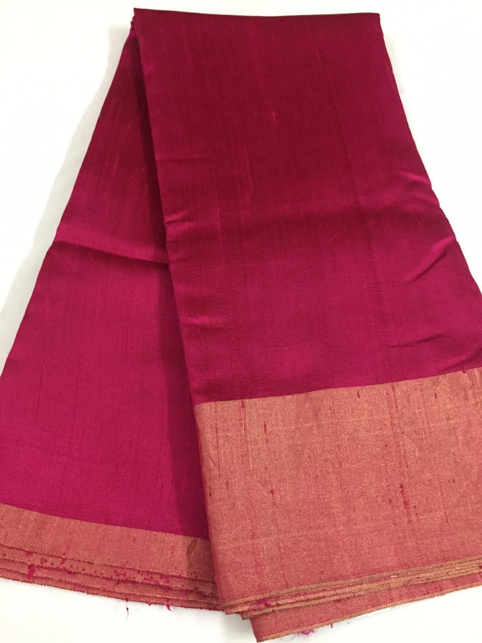 PURE RAW SILK WITH ZARI BORDER FABRIC