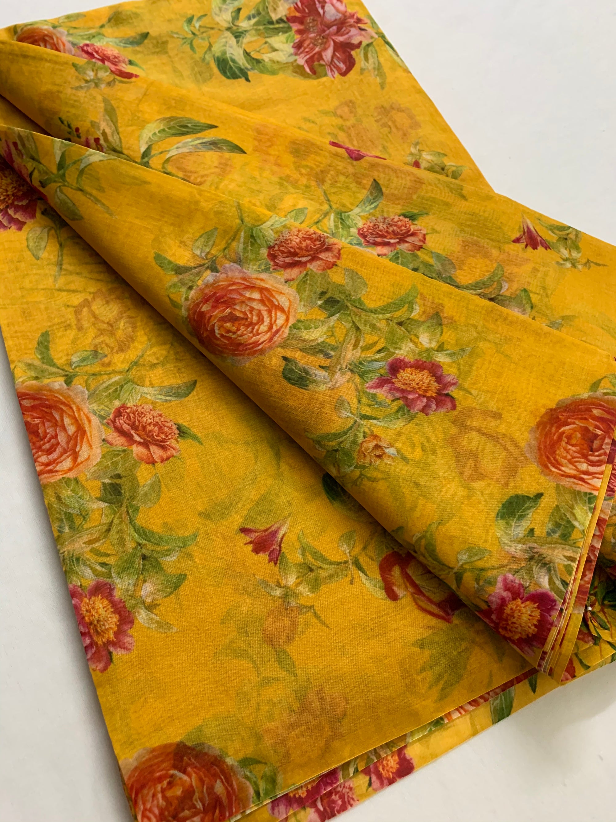 Floral Printed Pure silk cotton fabric
