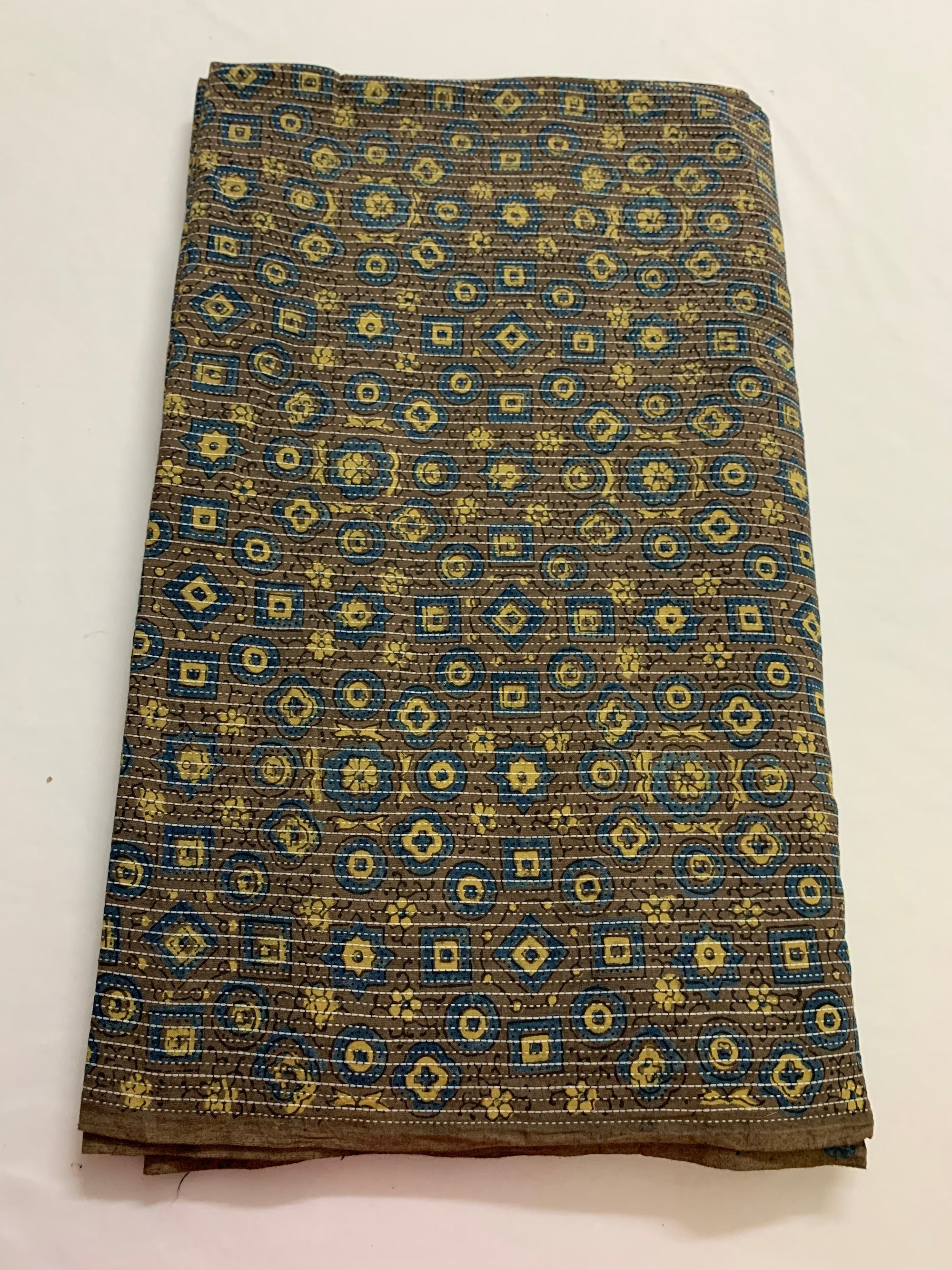Kantha Ajrak printed cotton fabric