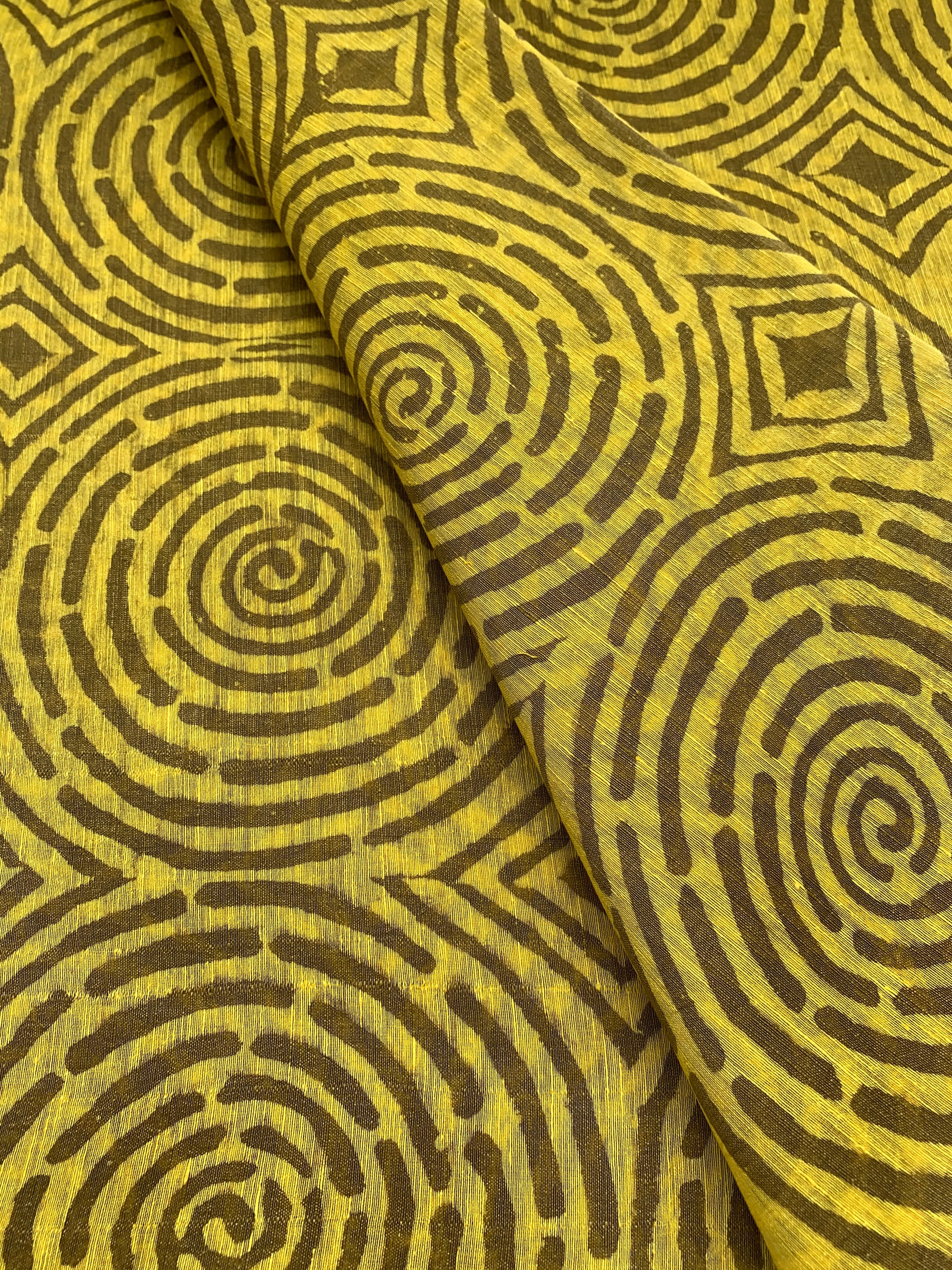 Handloom Printed pure linen silk fabric