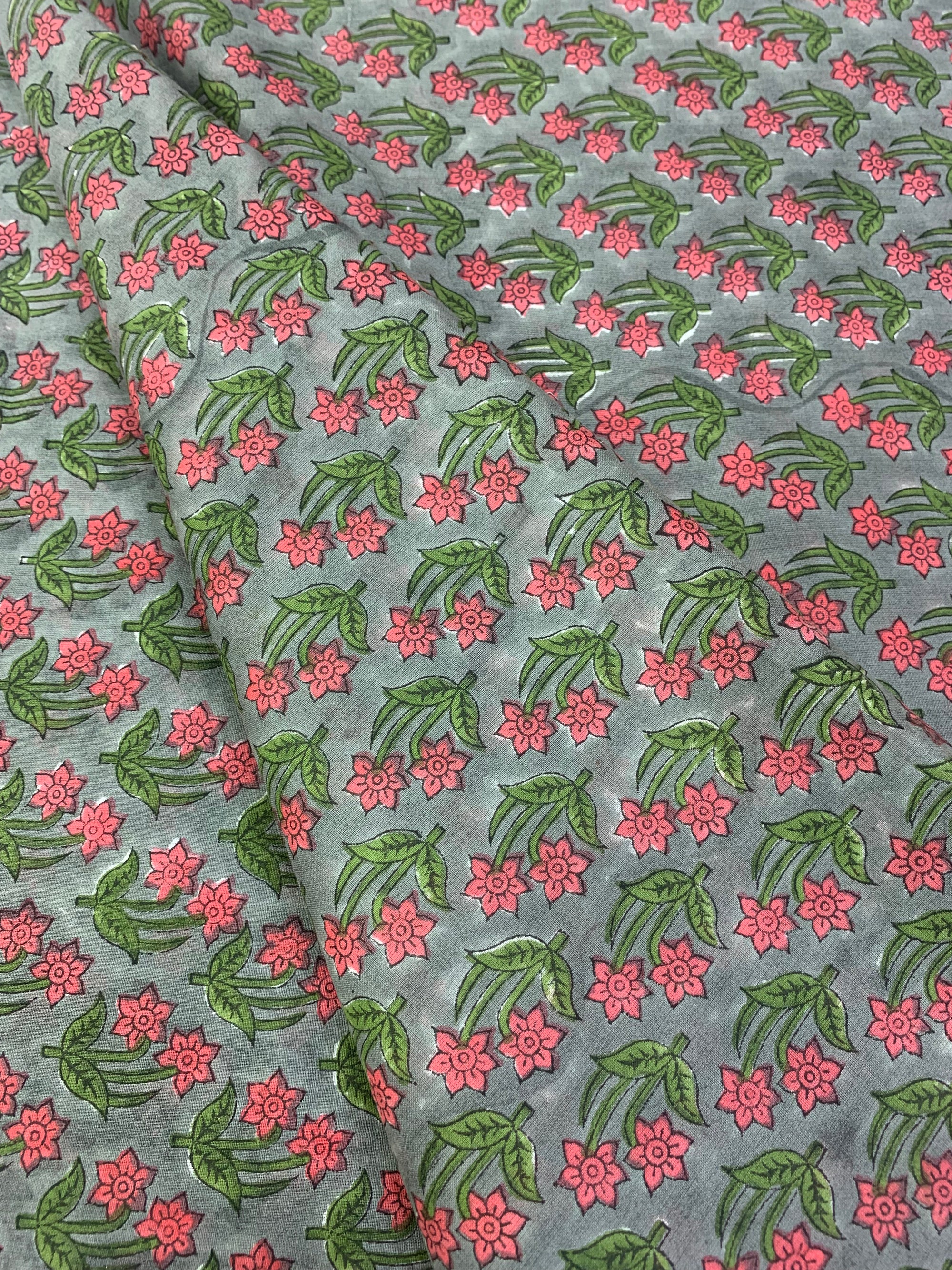 Hand Block Printed pure mul cotton fabric