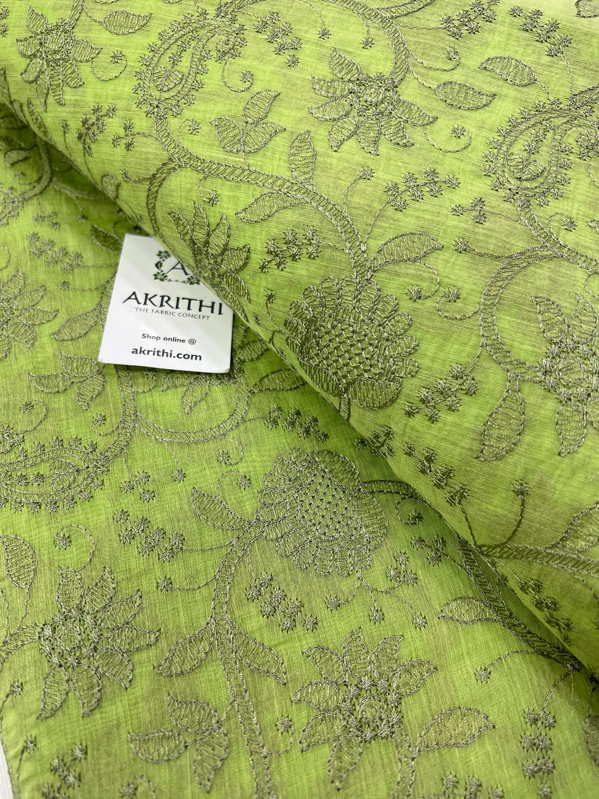HANDLOOM MUL CHANDERI EMBROIDERED FABRIC