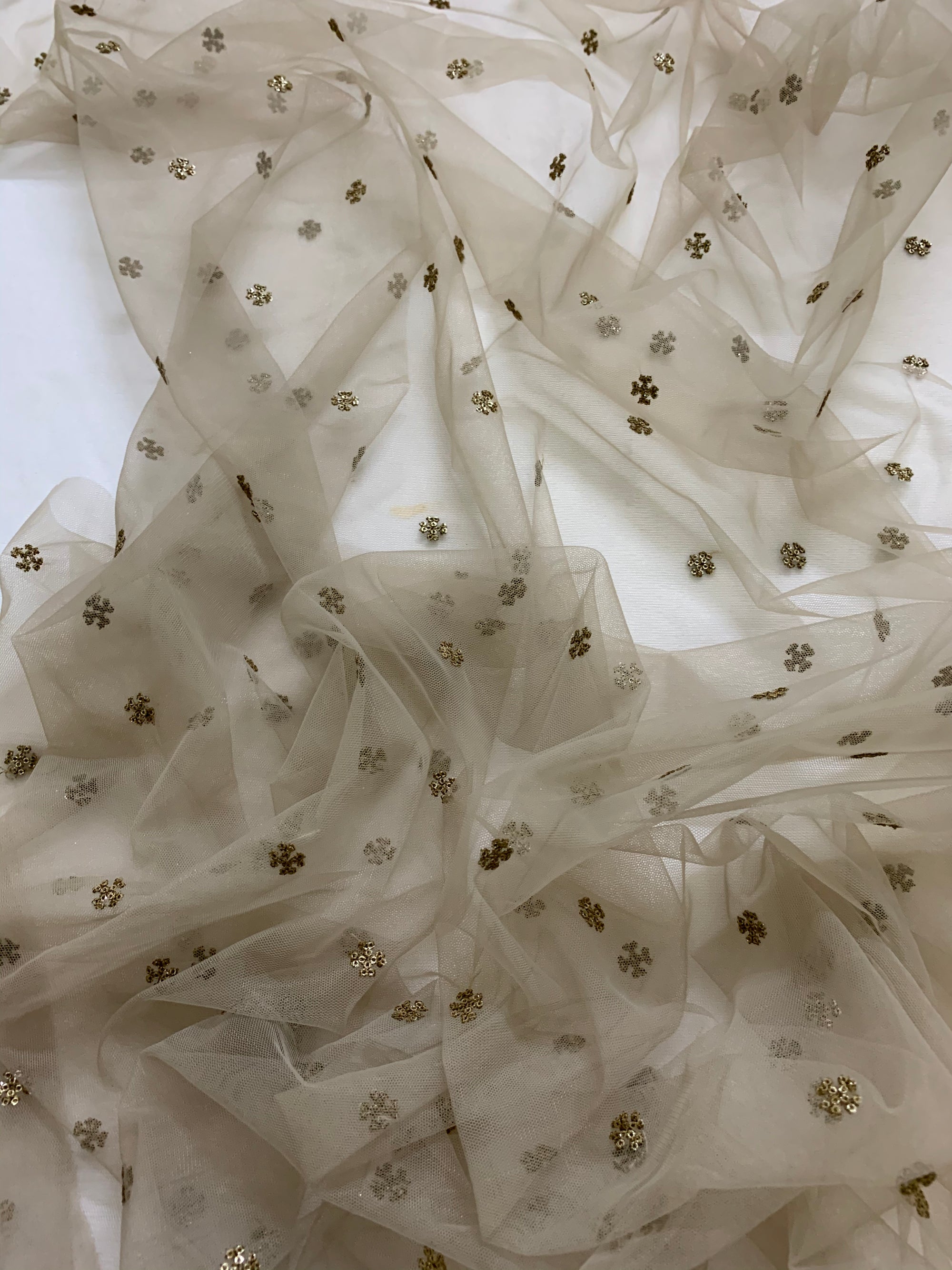 Embroidery on net fabric 1.2 metres cut