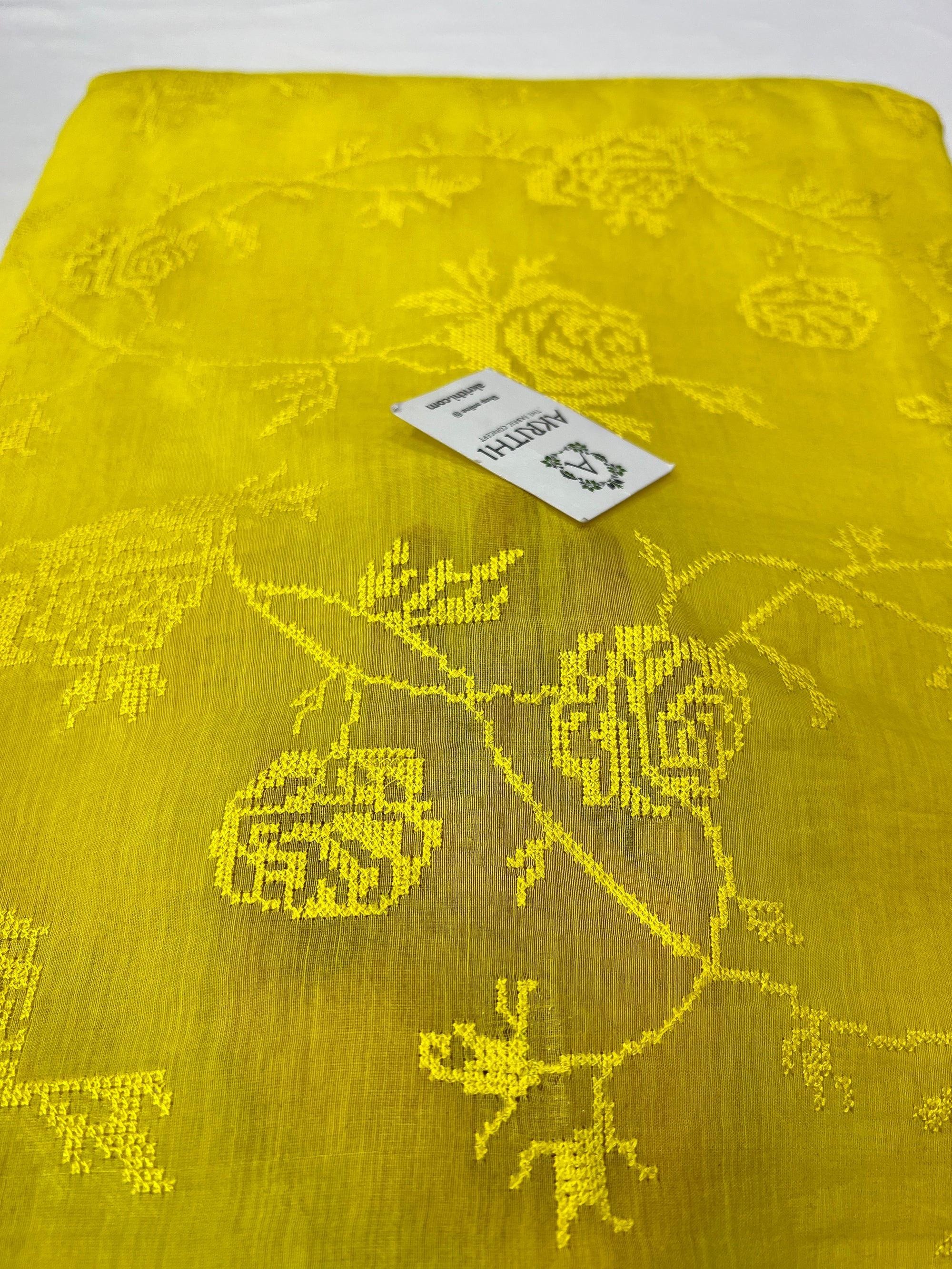 HANDLOOM MUL CHANDERI EMBROIDERED FABRIC