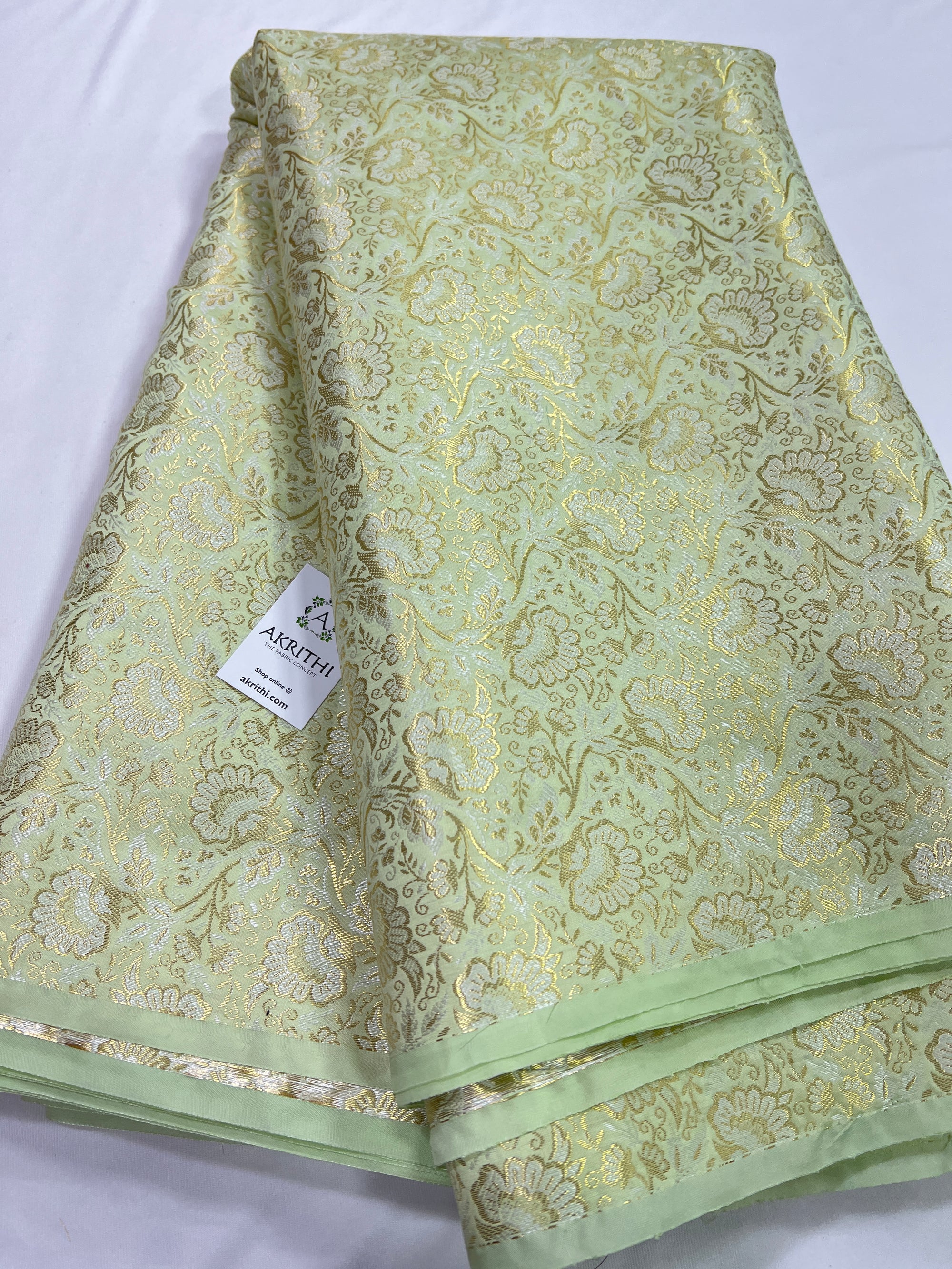 Banarasi brocade fabric green
