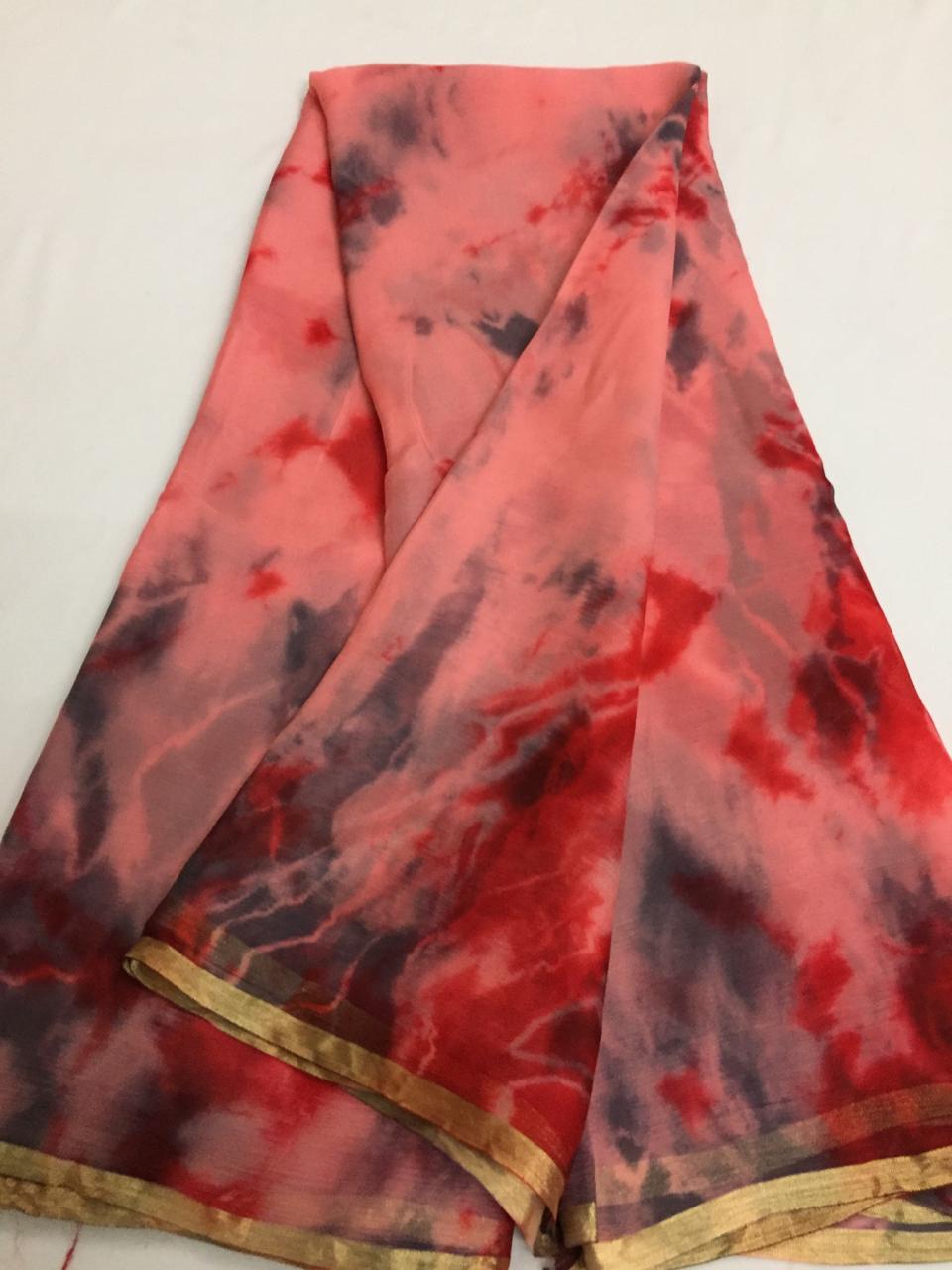 PURE CHIFFON SHIBORI TIE AND DYE SAREE